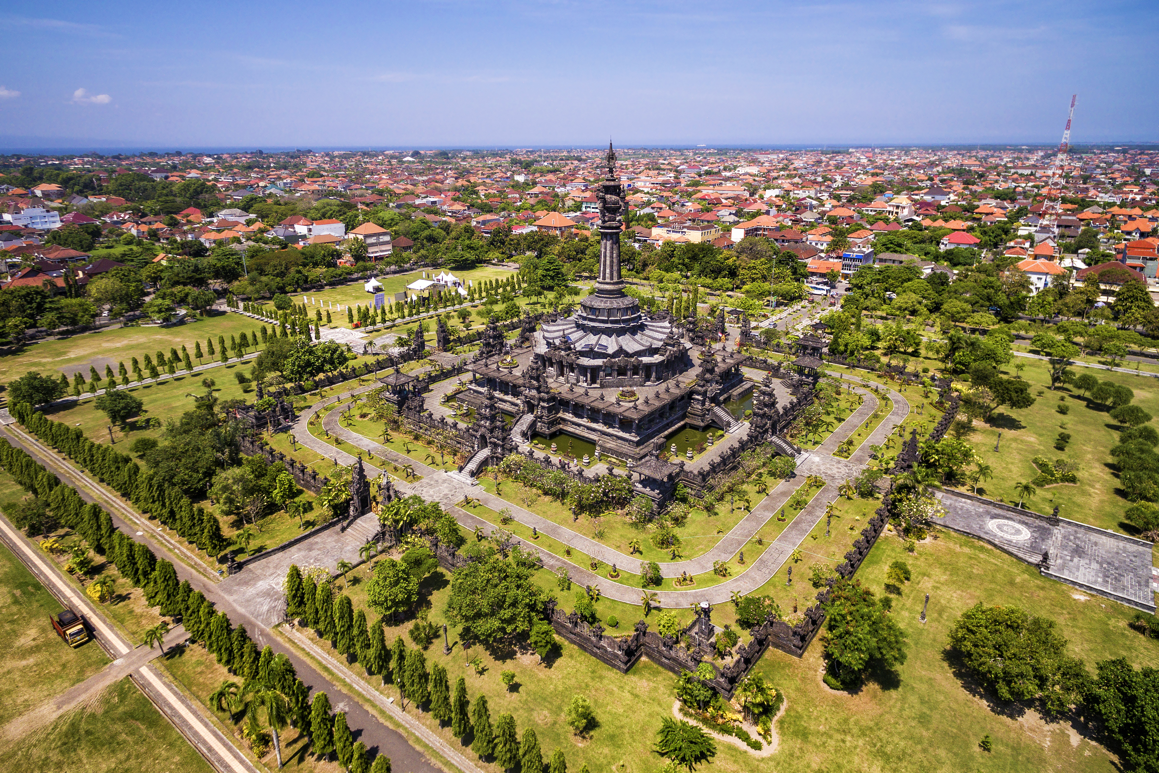 Aerial View of Bajra Sandhi Monument in Denpasar, Bali, Indonesia