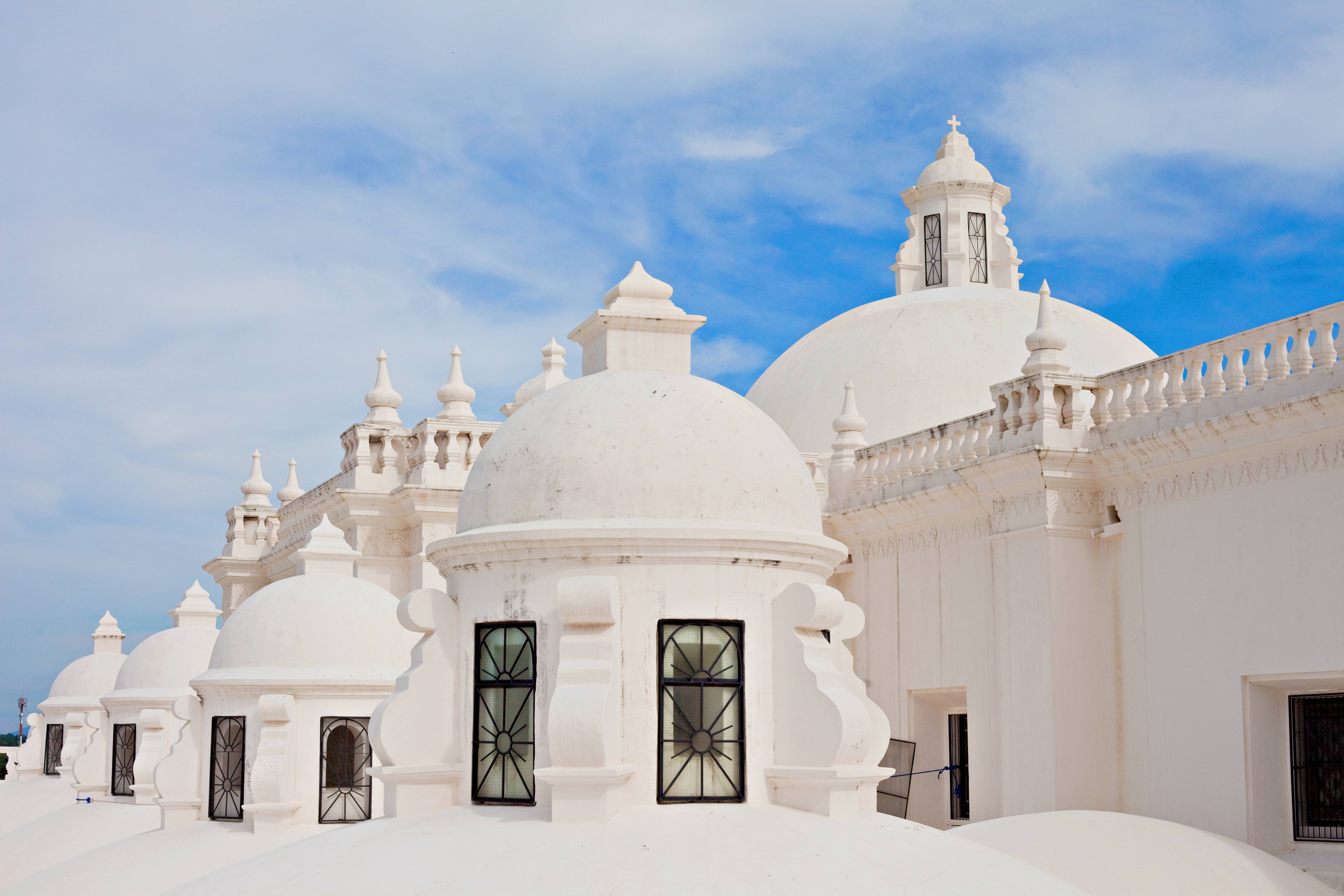 Whitewashed roof domes and cupolas of the Cathedral of León, the largest cathedral in Central America