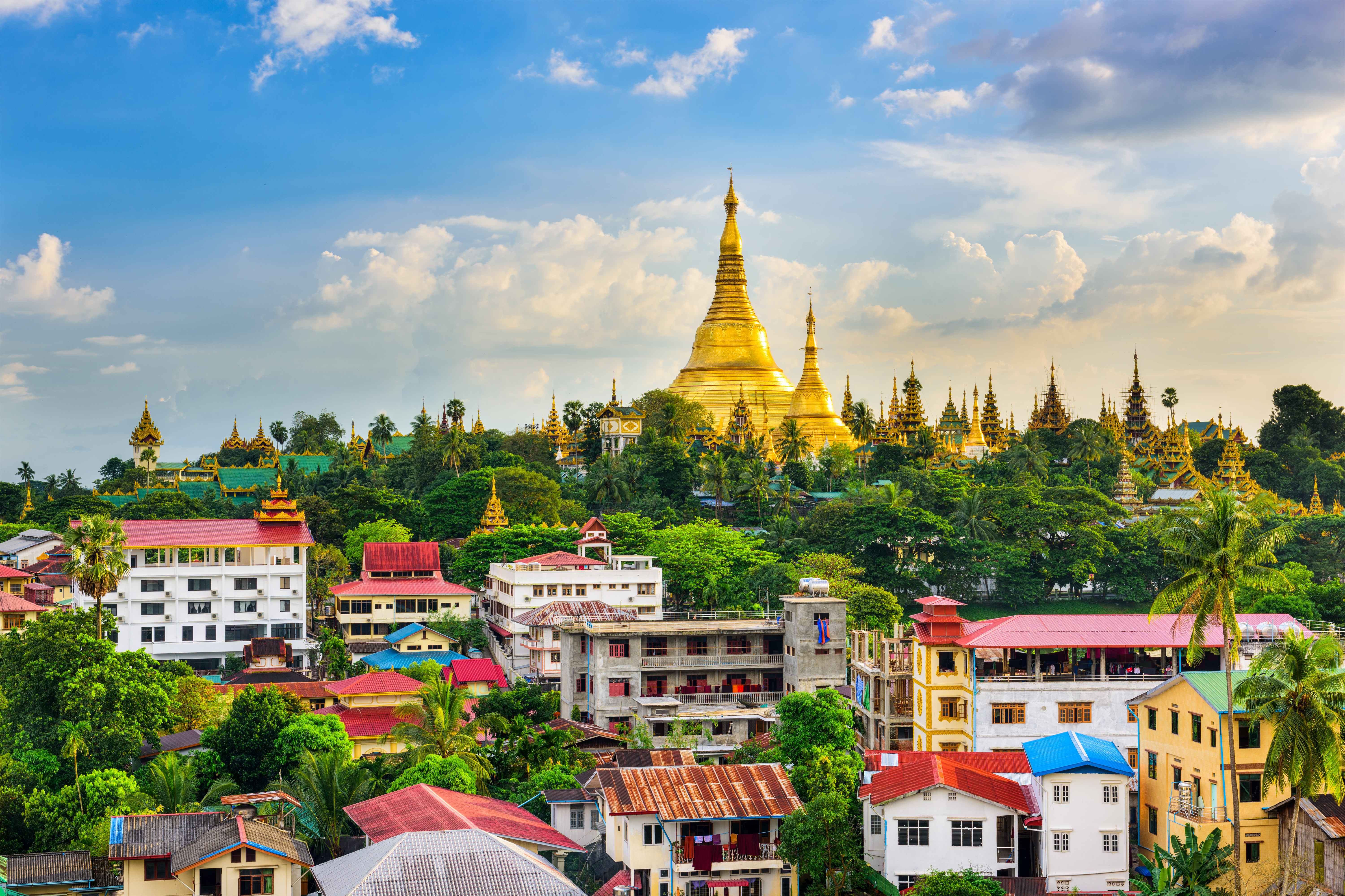 Yangon, Myanmar skyline with Shwedagon Pagoda