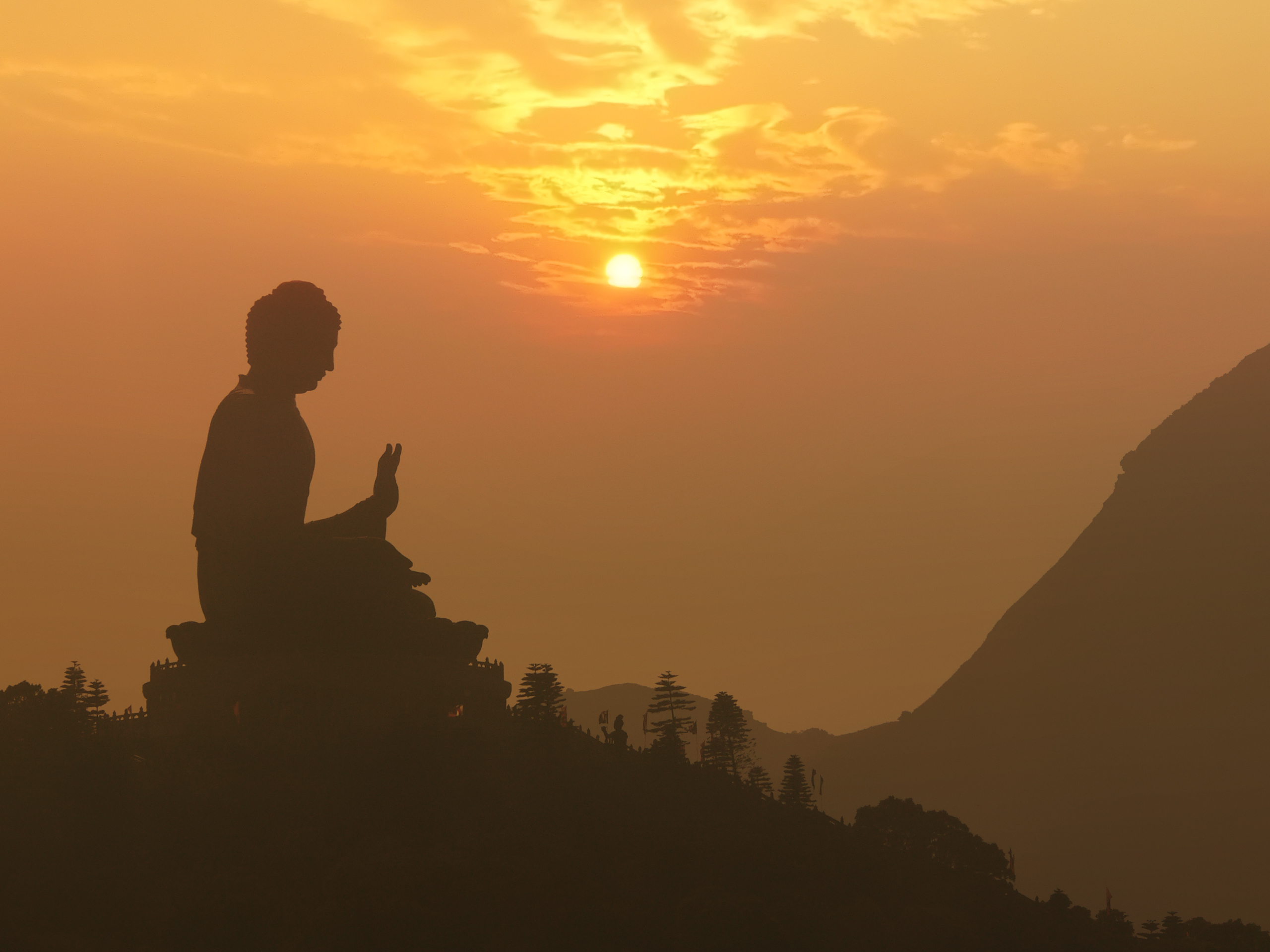 Big Buddha silhouette at sunset