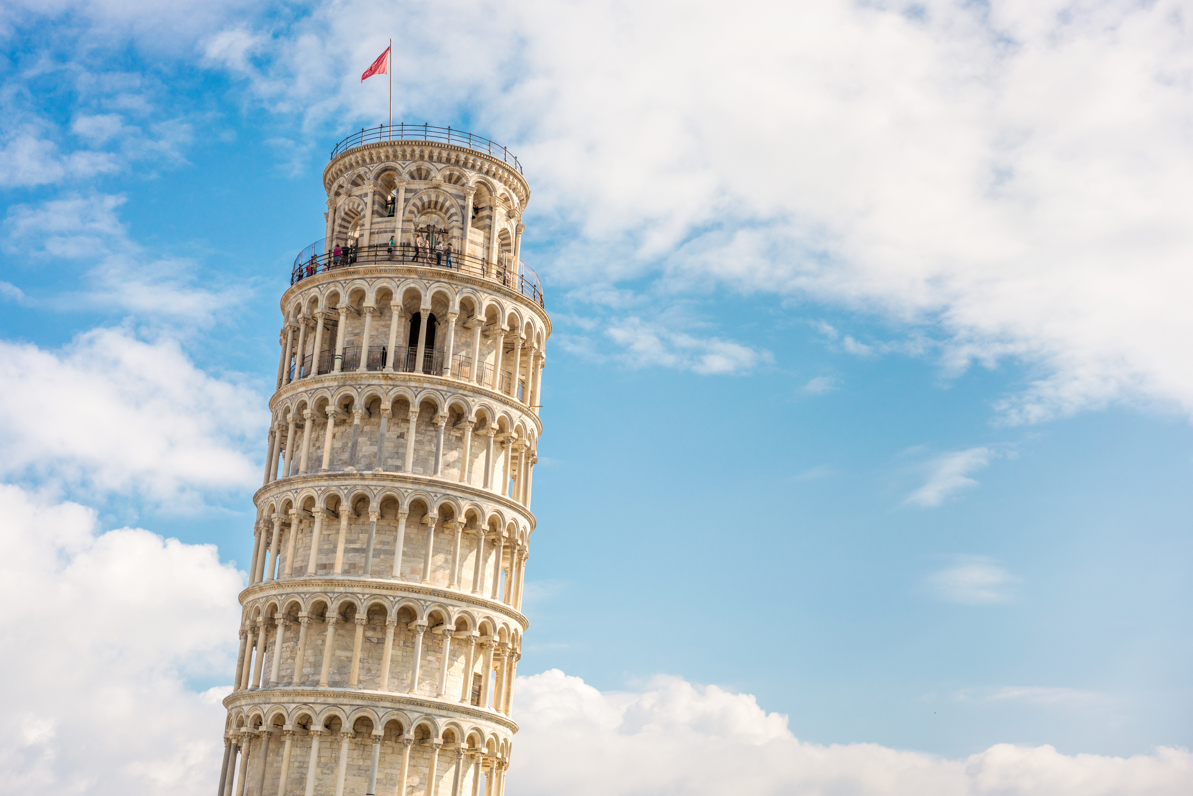 A side view of the Leaning Tower of Pisa