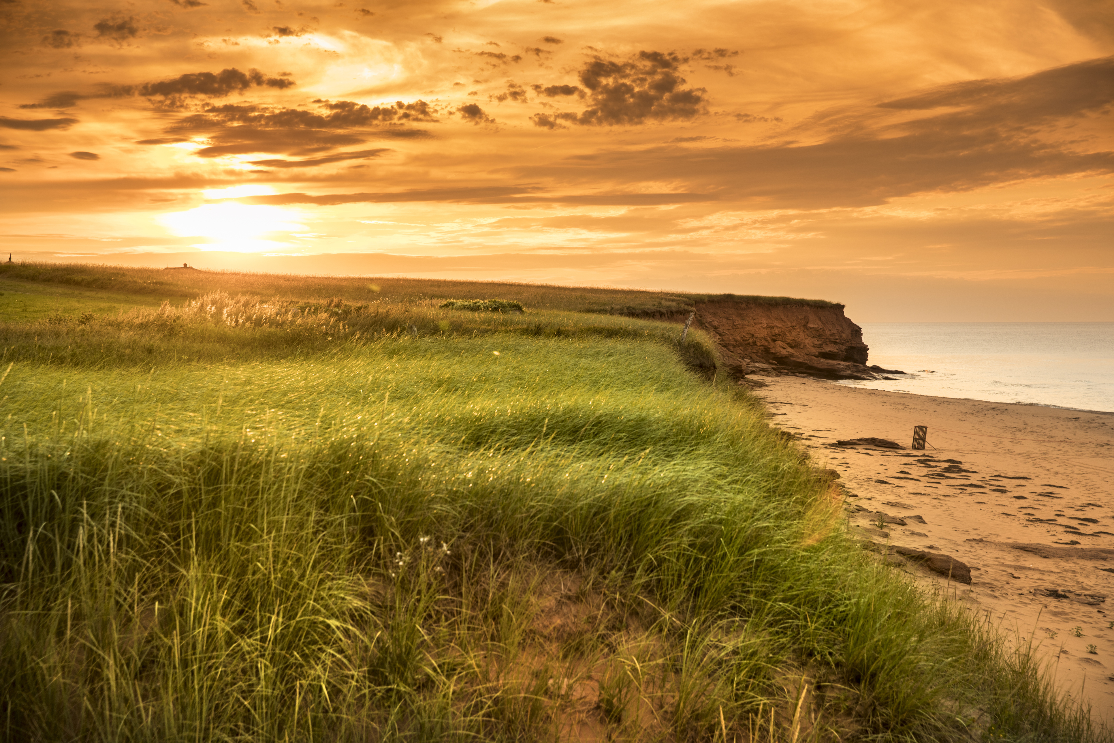 Peaceful shore of Dalvay Beach during the summer in Prince Edward Island Canada