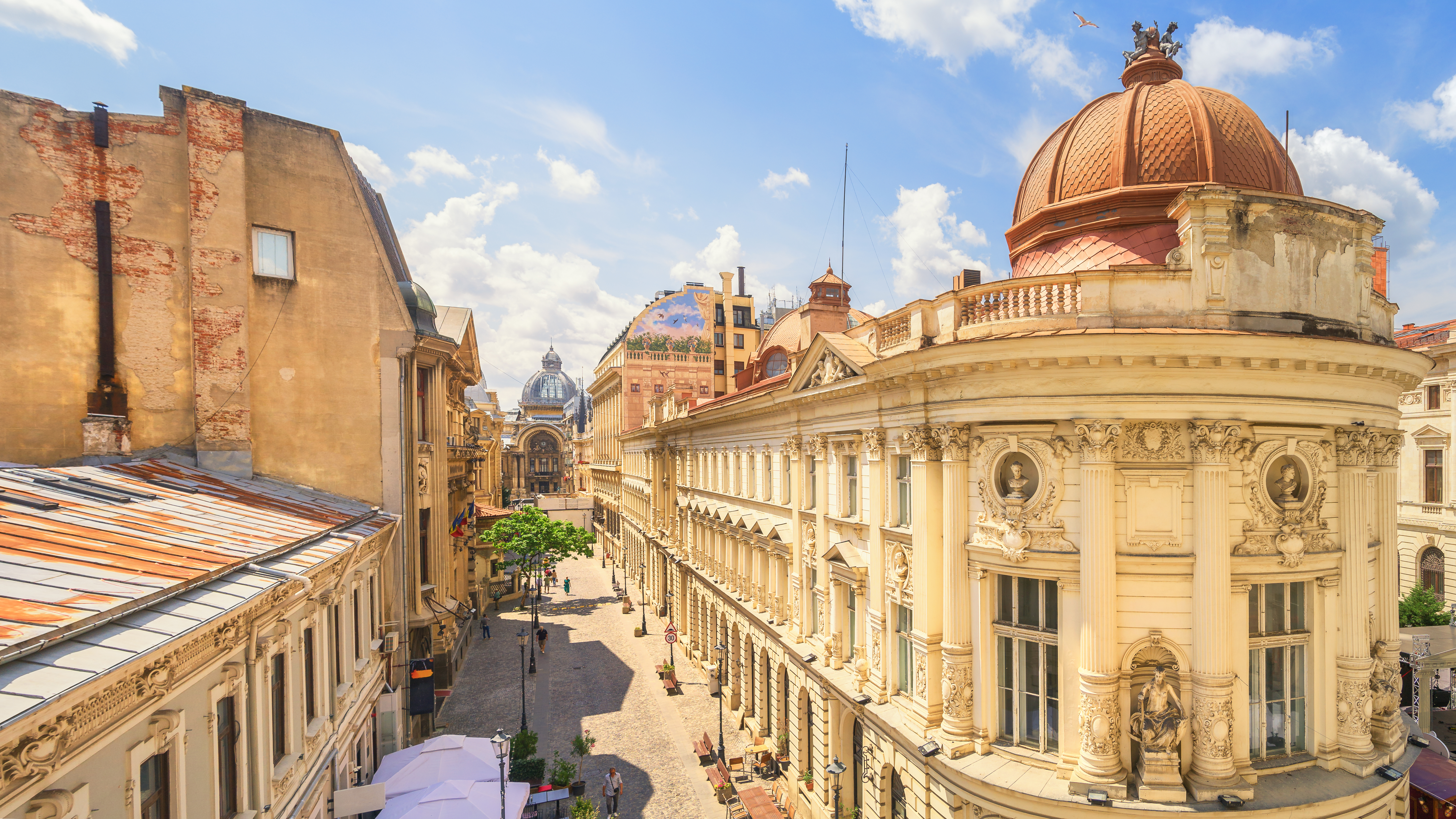 Bucharest Old Town Sunny Summer Day