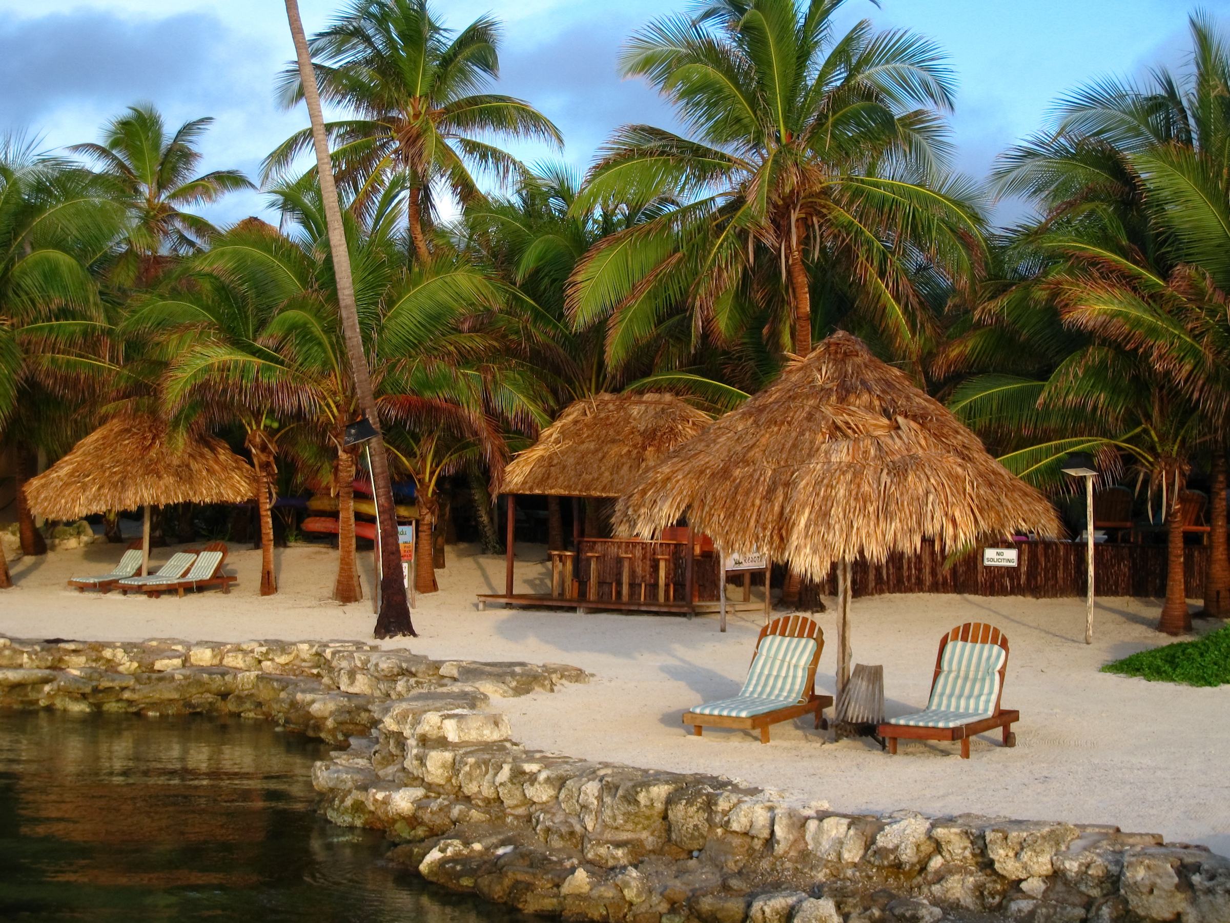 Tropical Resort in Morning Light at Ambergris Caye, Belize.