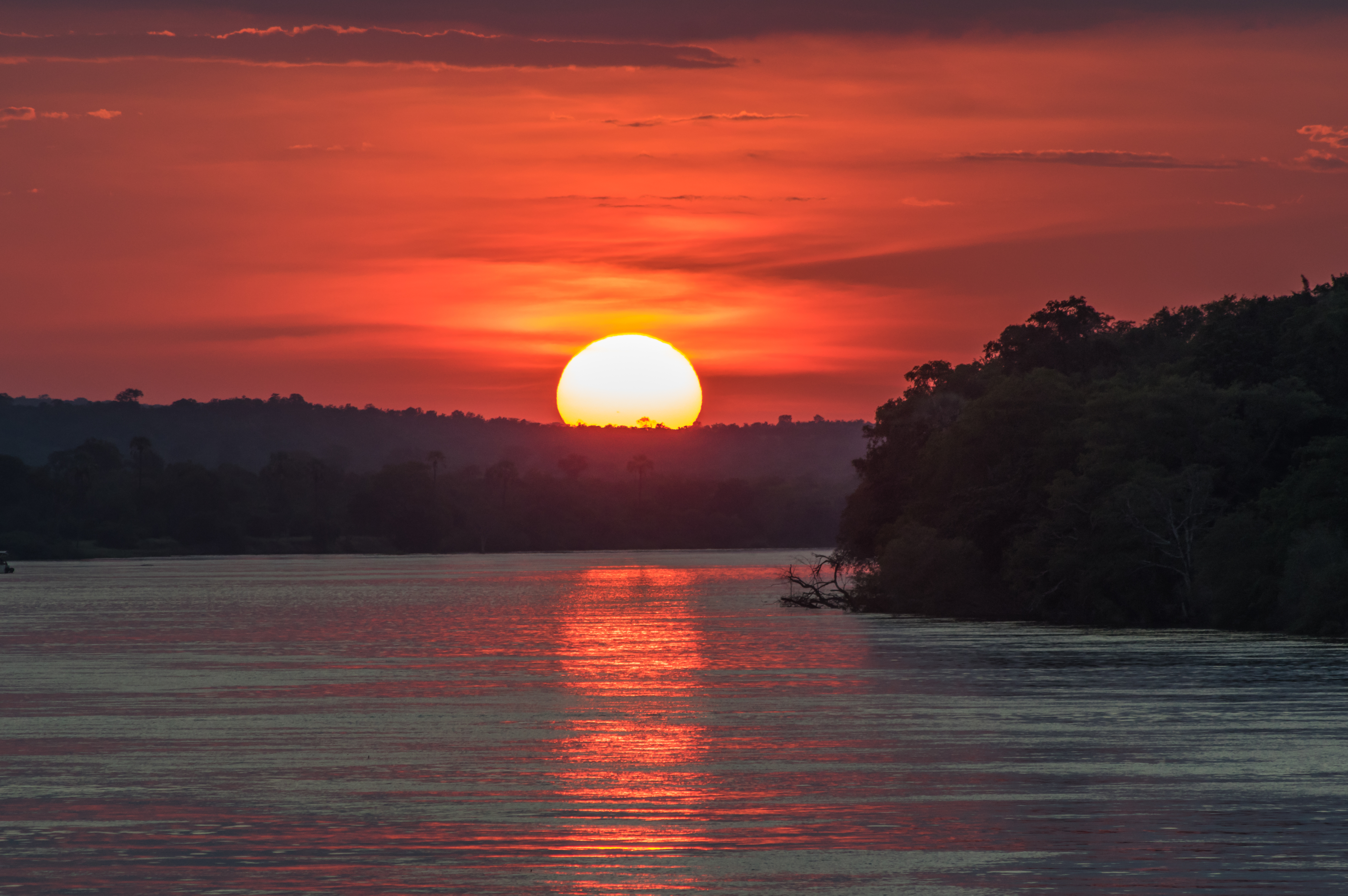 Beautiful sunset over the Zambezi River in Zambia