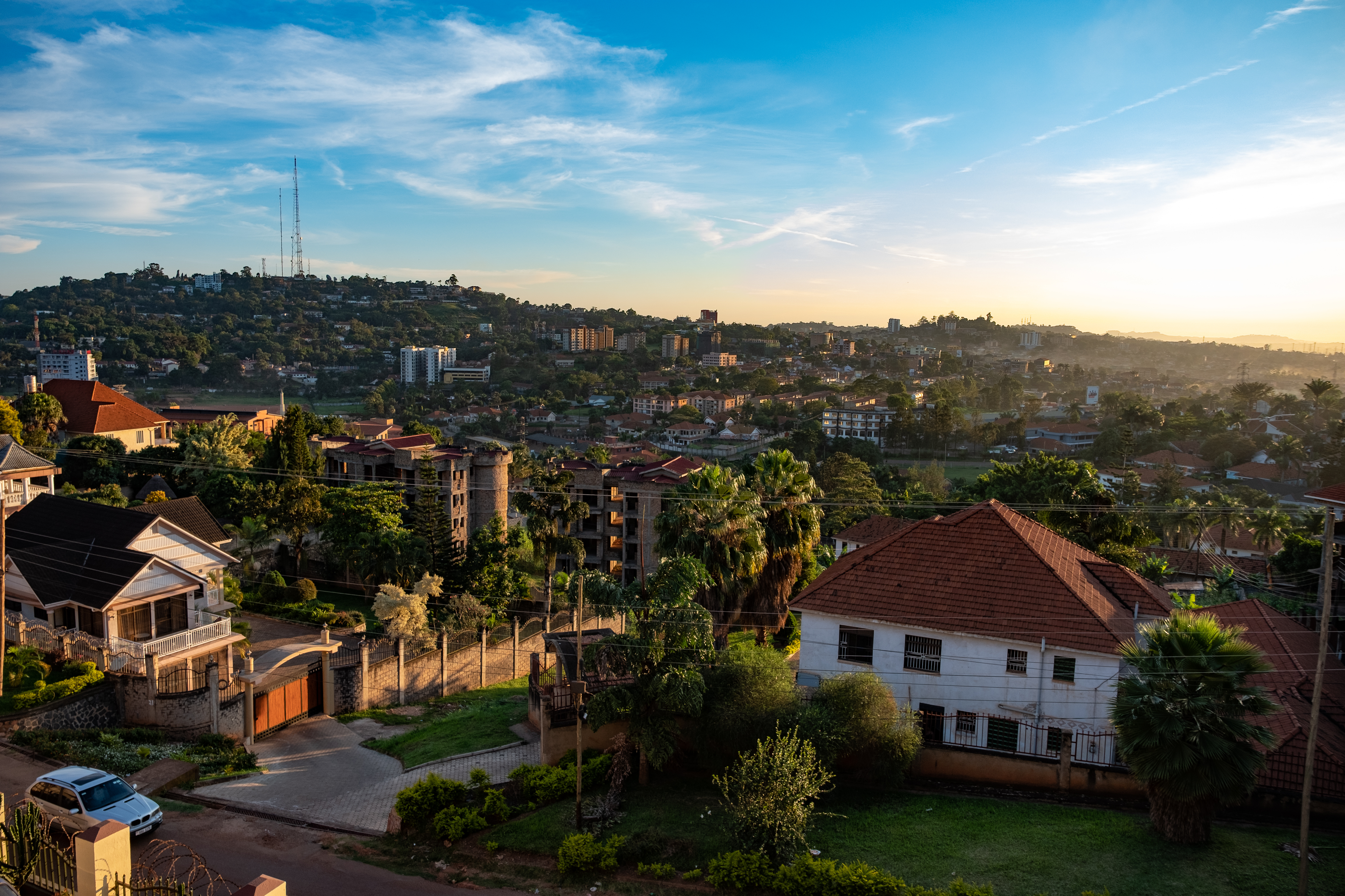 a landscape view of Kampala, the Ugandan capital at sunrise