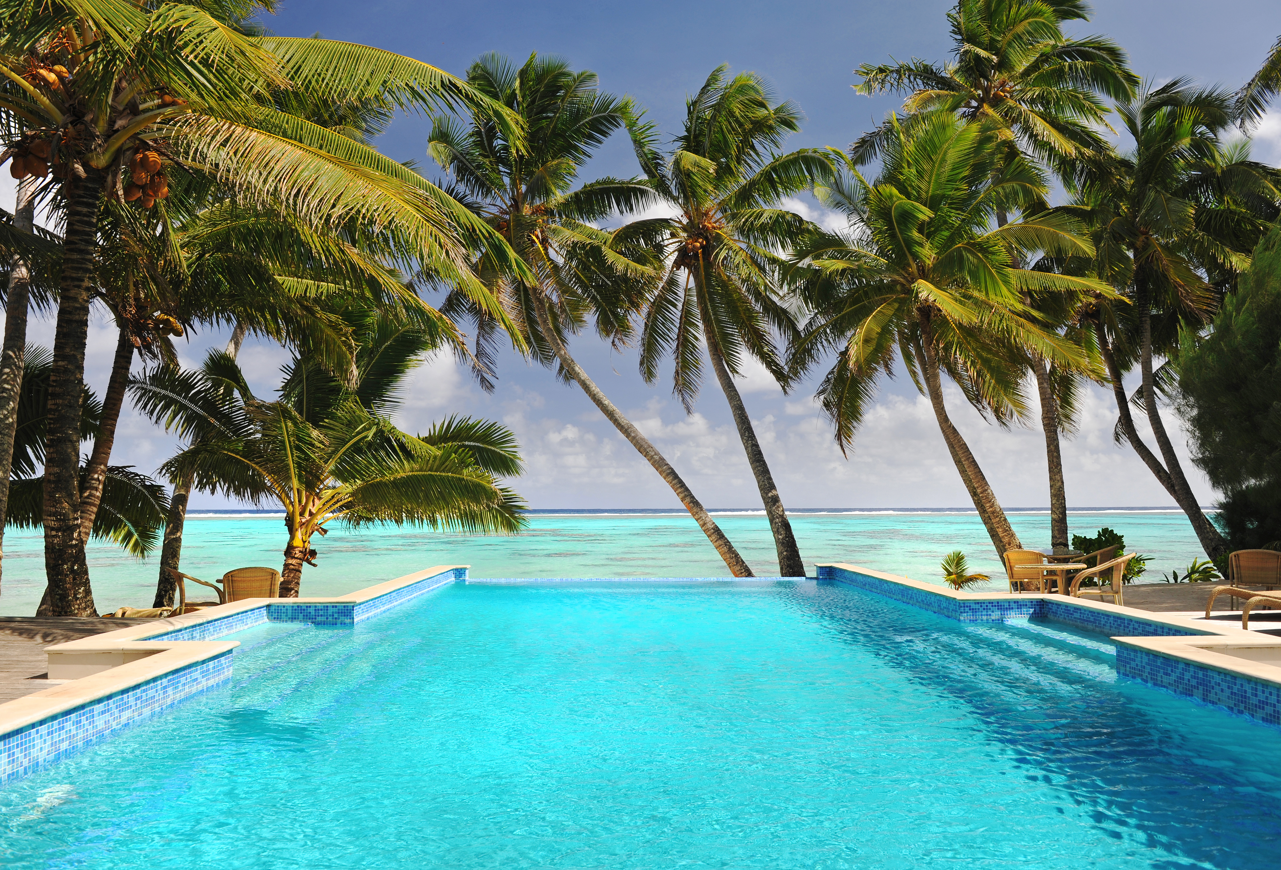 A pool beside a Pacific lagoon in Rarotonga