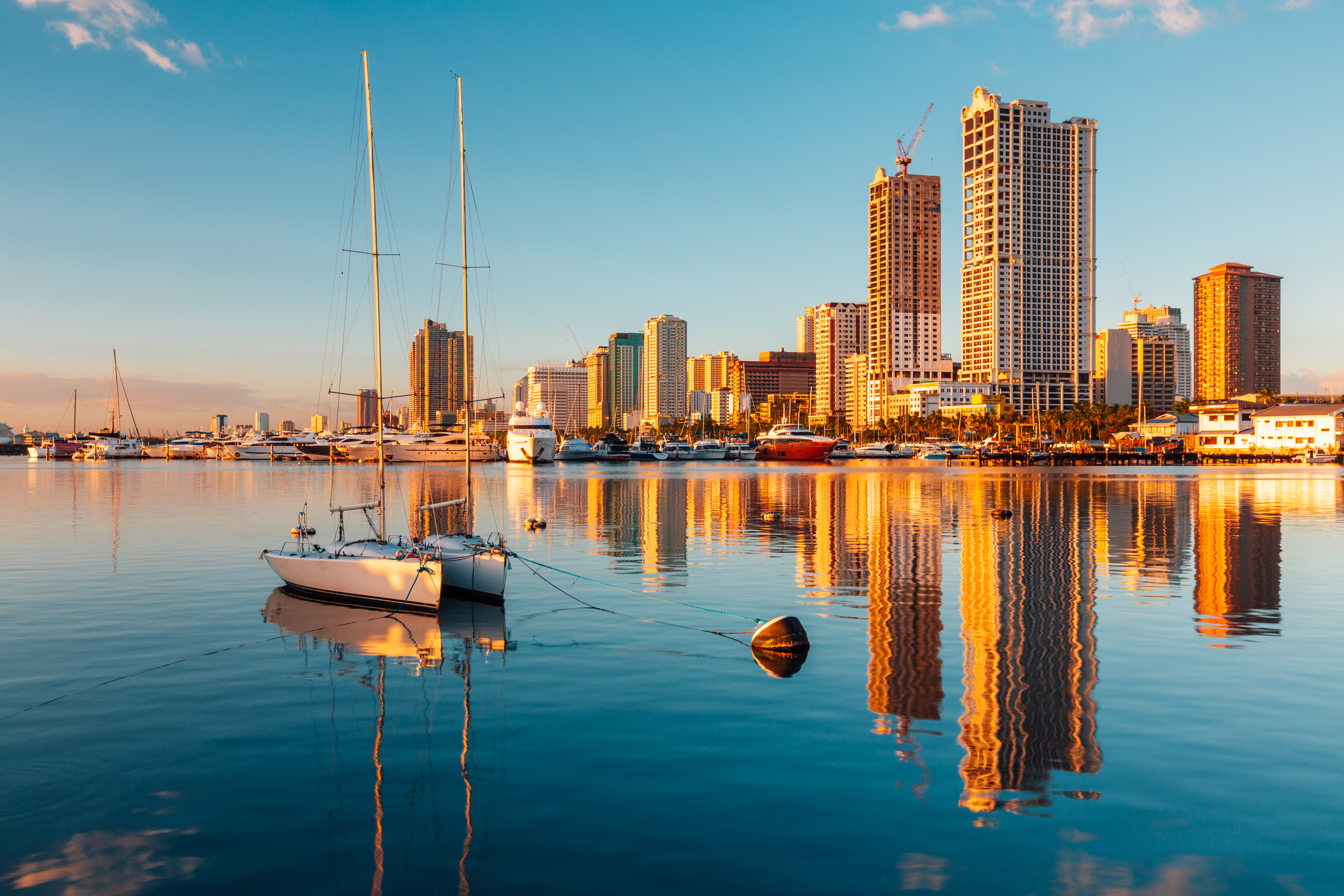 Skyline of Manila City and Manila Bay.