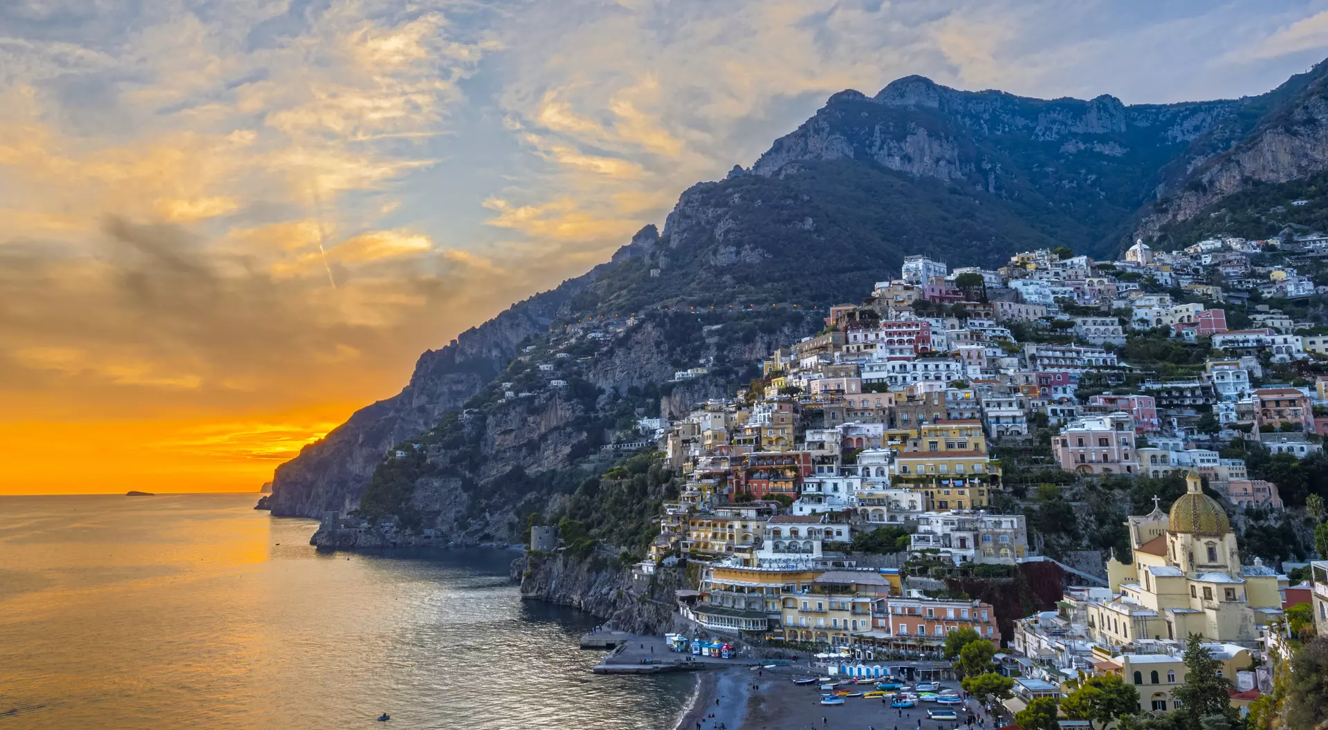 Positano, with it's pastel-hued houses clinging to the cliffside is the jewel of the A,alfi Coast