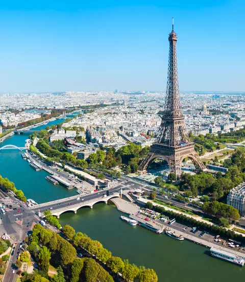 Eiffel Tower or Tour Eiffel aerial view