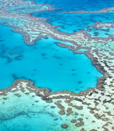 Aerial view of the Great Barrier Reef in Australia