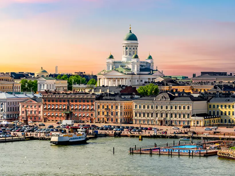 A scenic summer view of historical center of Helsinki - typically the starting point of all Finland vacations.