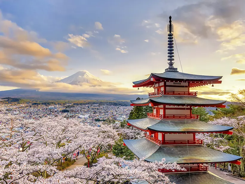 Fujiyoshida offers spectacular views of nearby Mt. Fuji