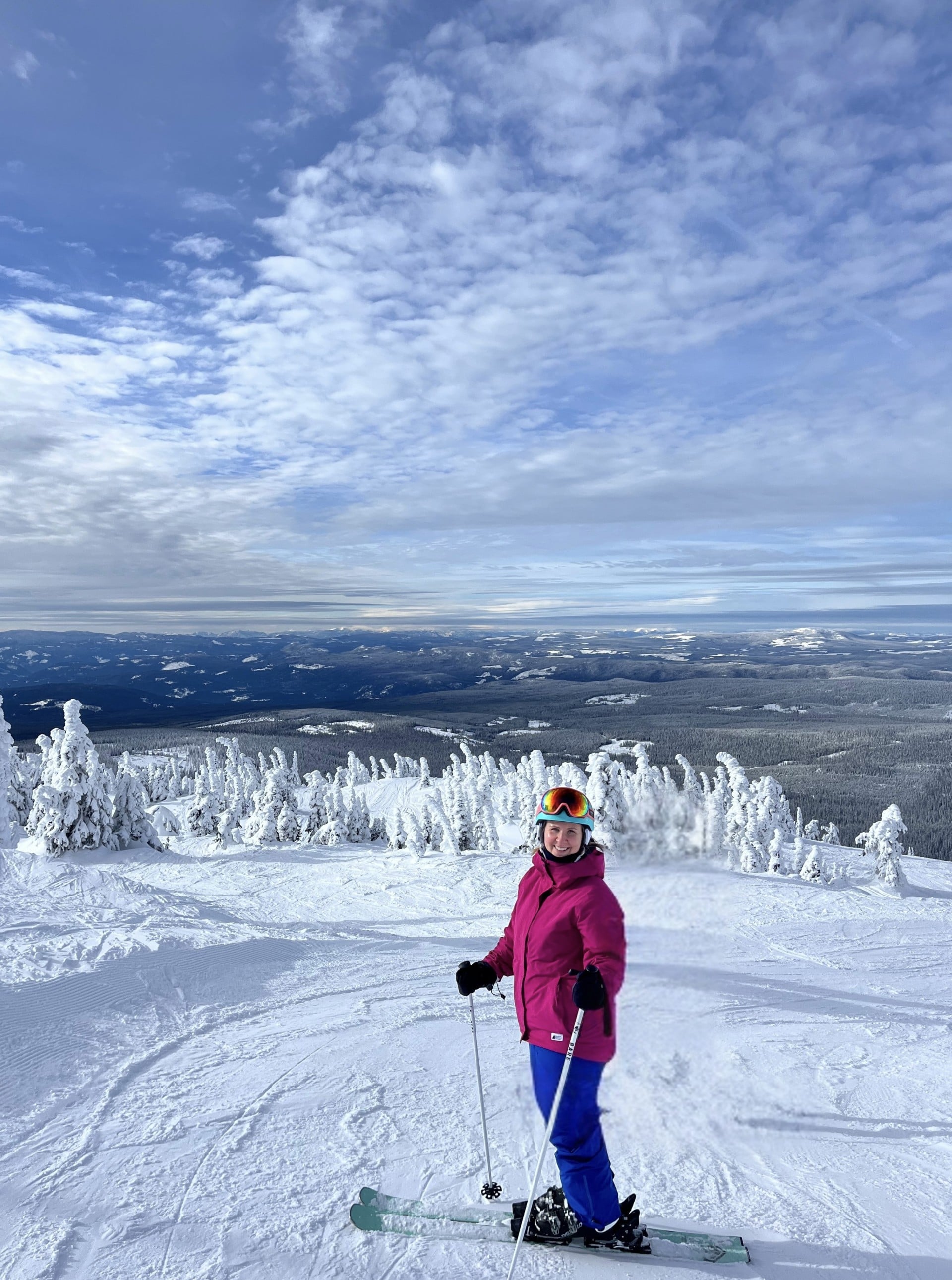 Candica Deba skiing in the winter