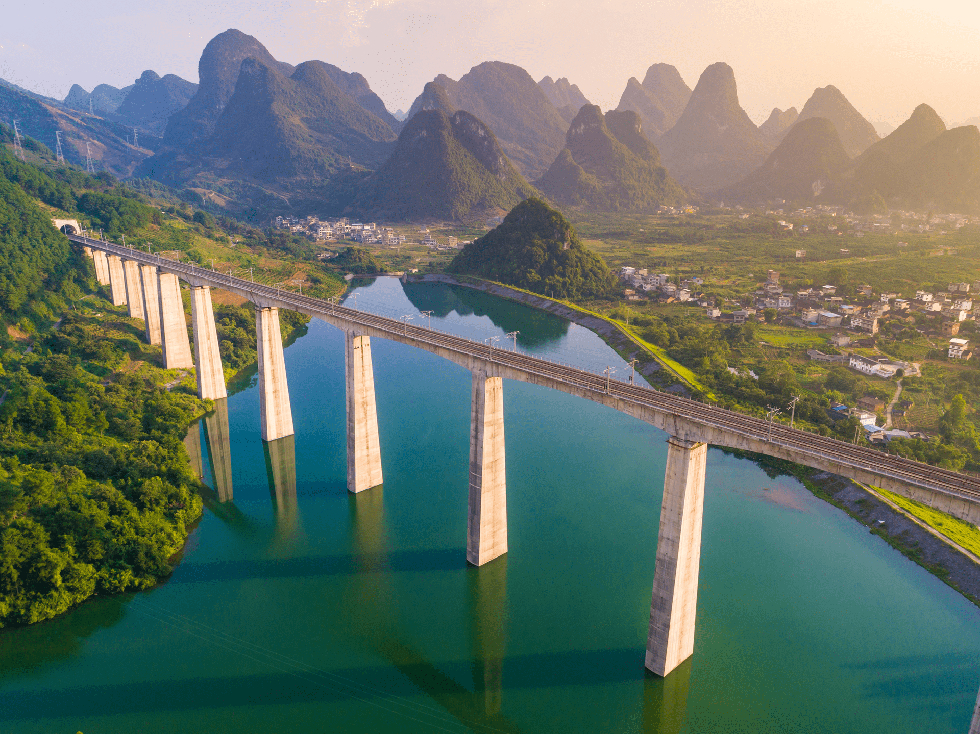 China High-speed rail through the karst landform in China