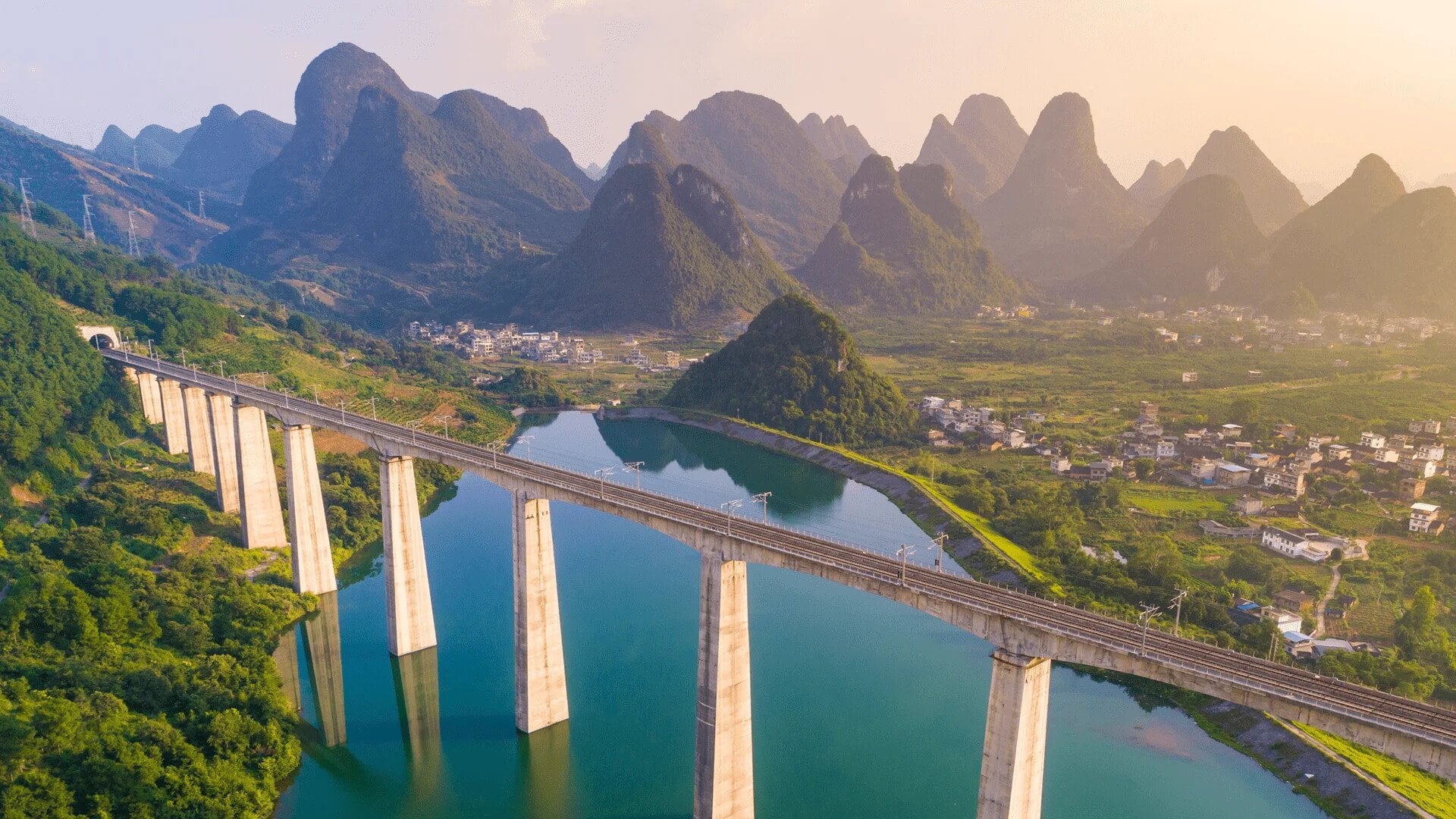 High-speed rail through the karst landform in China
