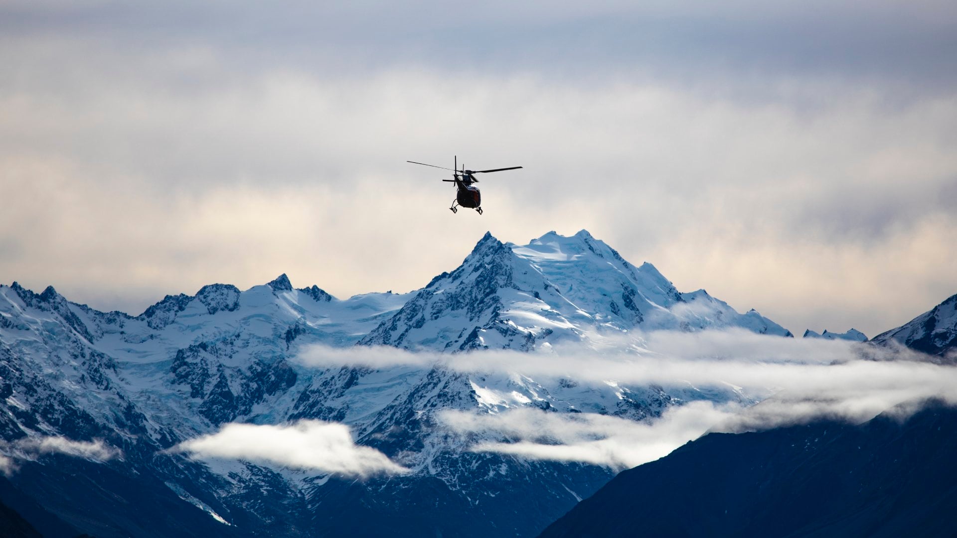 A section of the snowy landscape of Mt.Cook National Park in South Island, New Zealand.