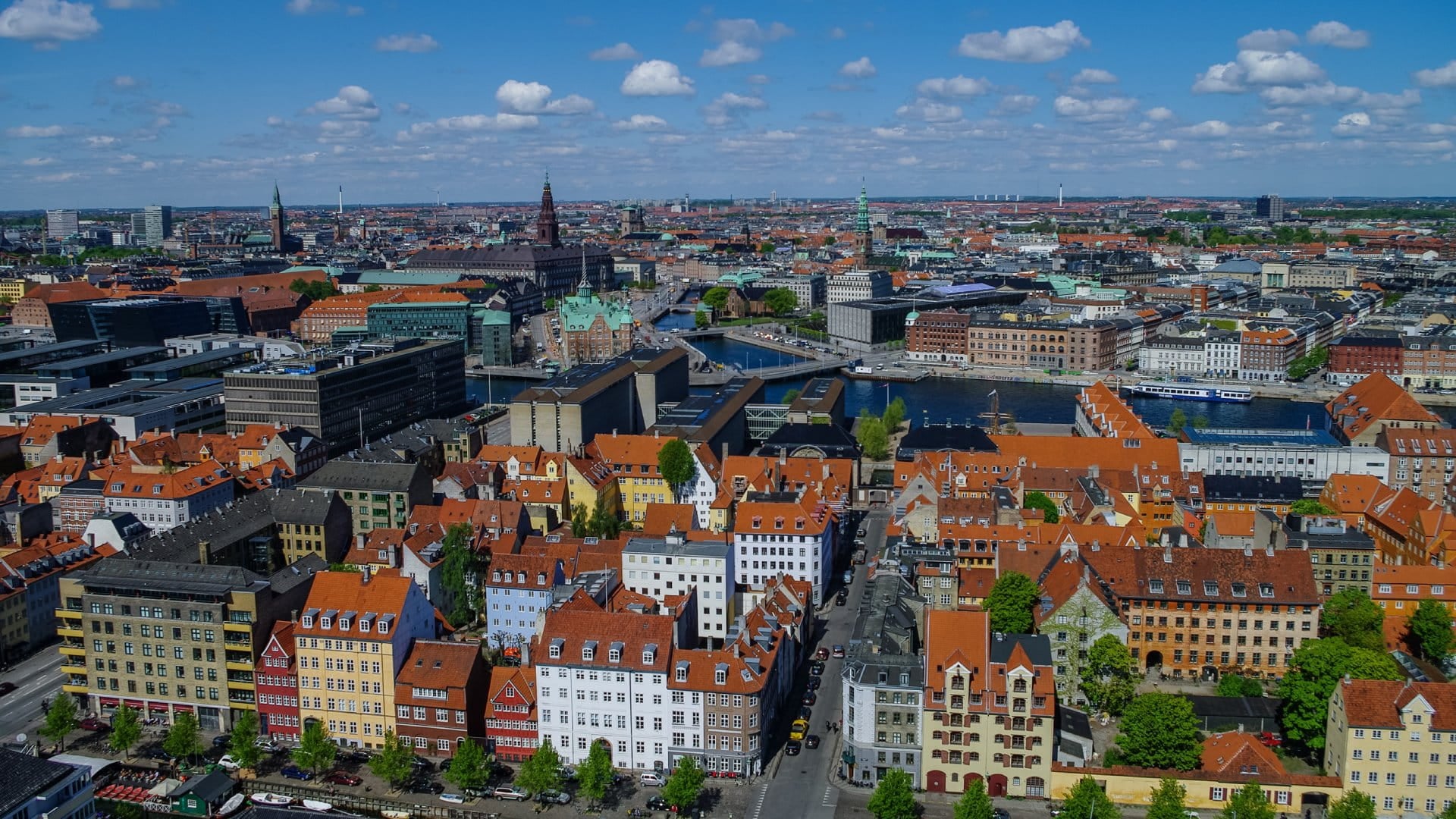Aerial View of Copenhagen on a Sunny Spring Day, Denmark