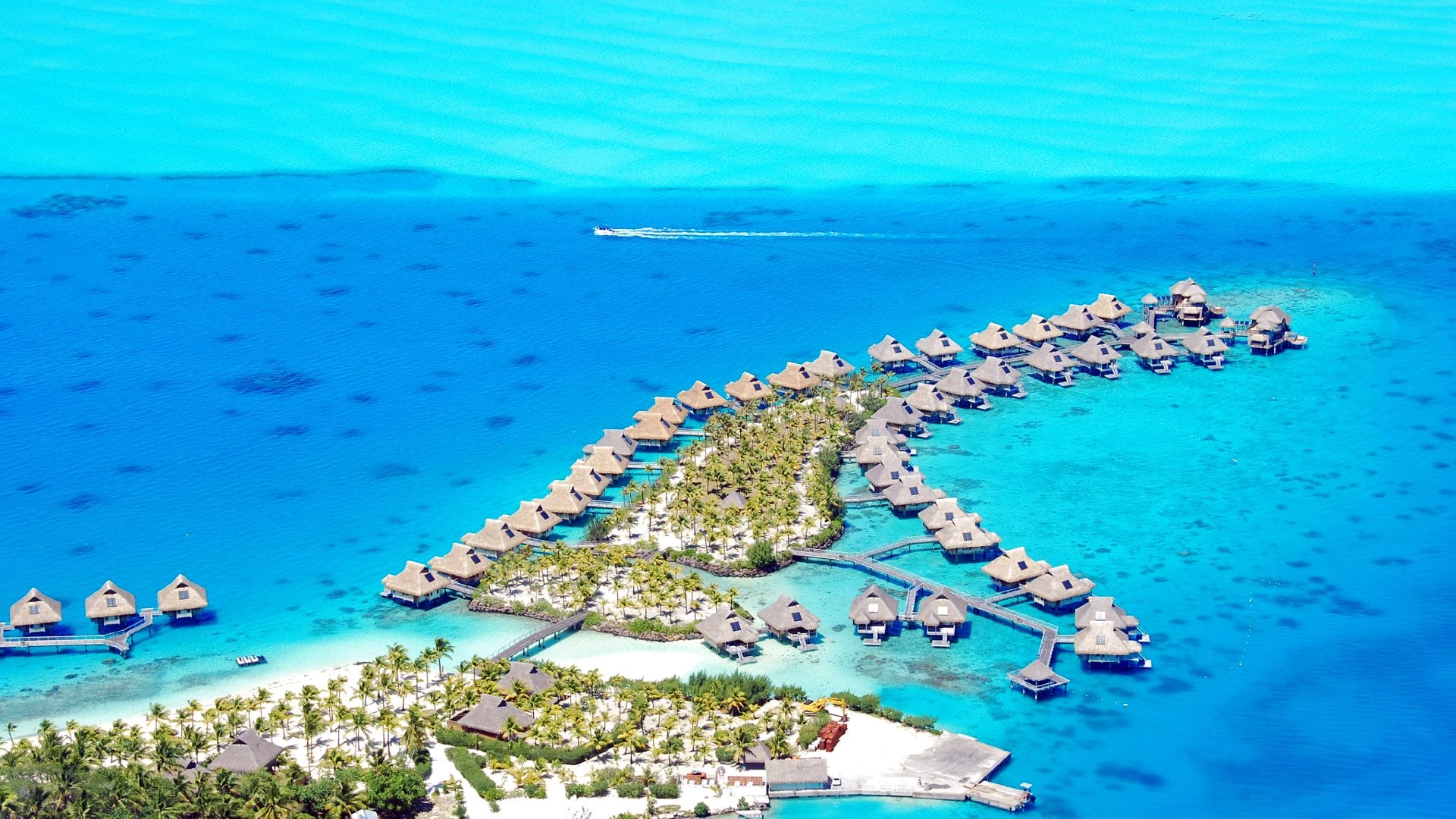 Bora Bora, French Polynesia Aerial view of Bora Bora resort, Bora Bora Vacations