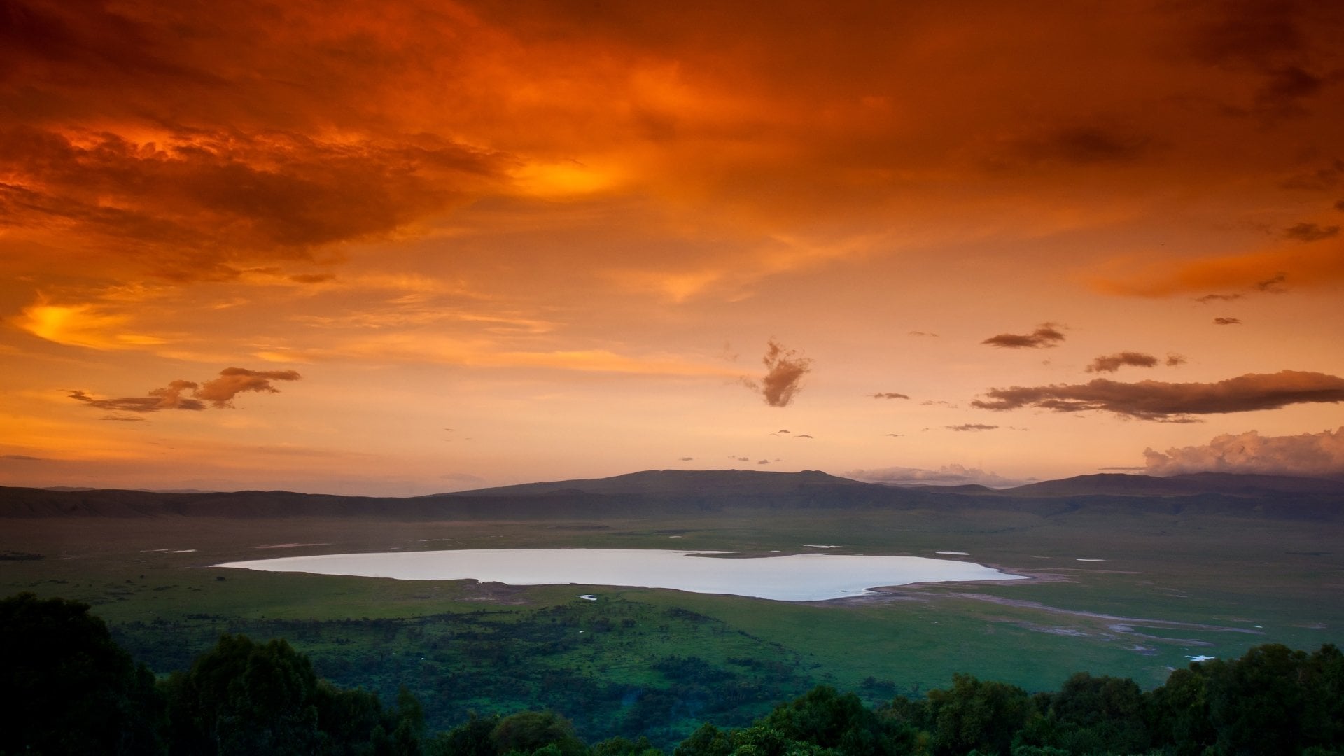 African sunset over the Ngorongoro Crater, Tanzania