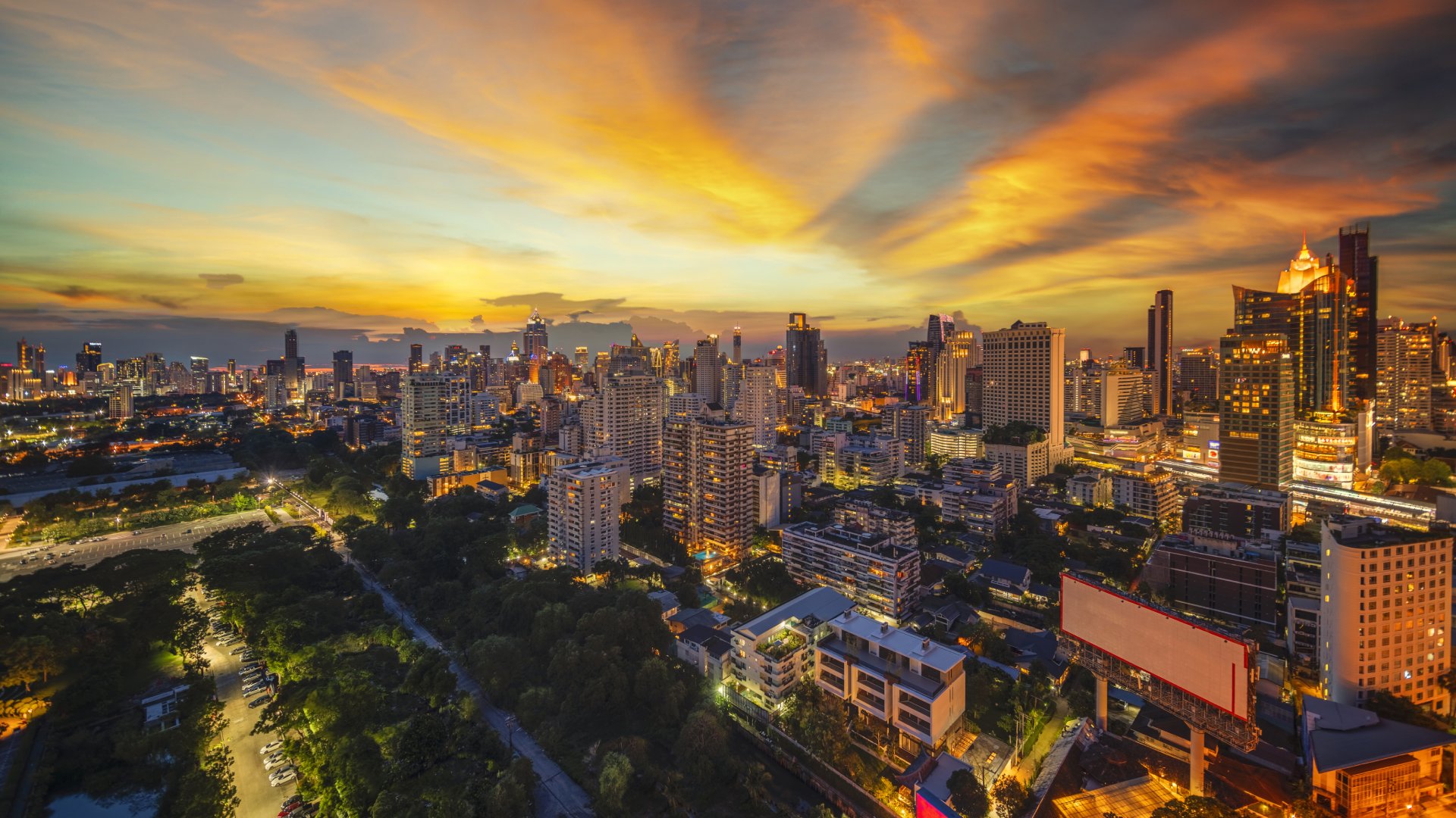 Bangkok city transition of view from day to night 