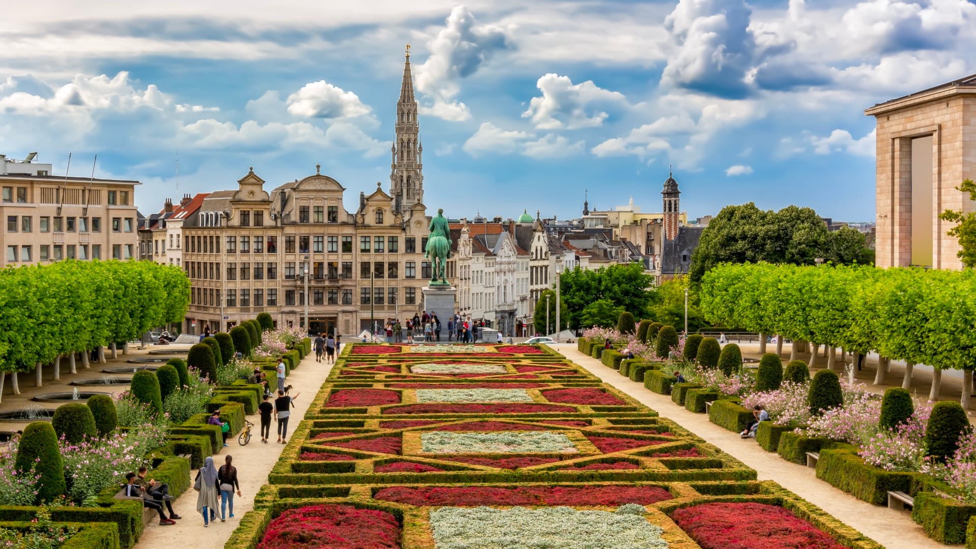 Brussels city center seen from Kunstberg hill, Belgium