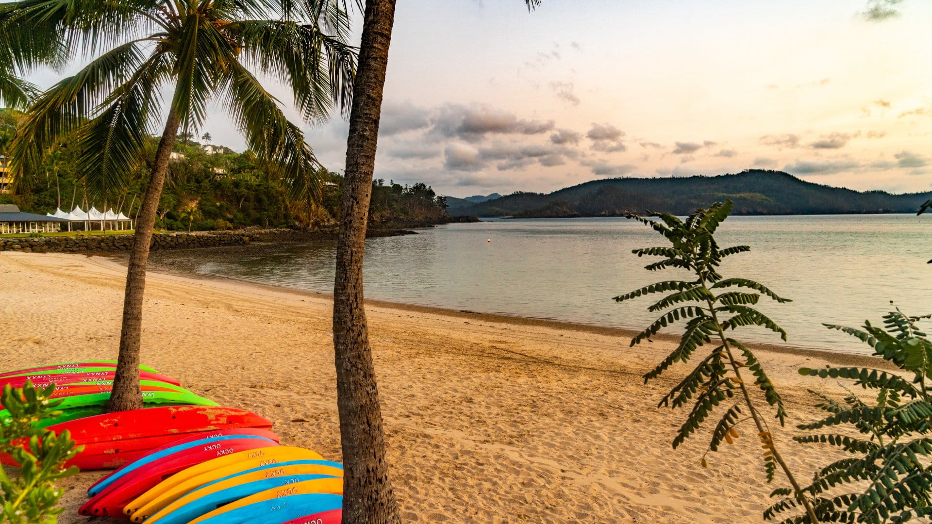 Catseye Beach at dawn in Hamilton Island, Australia.