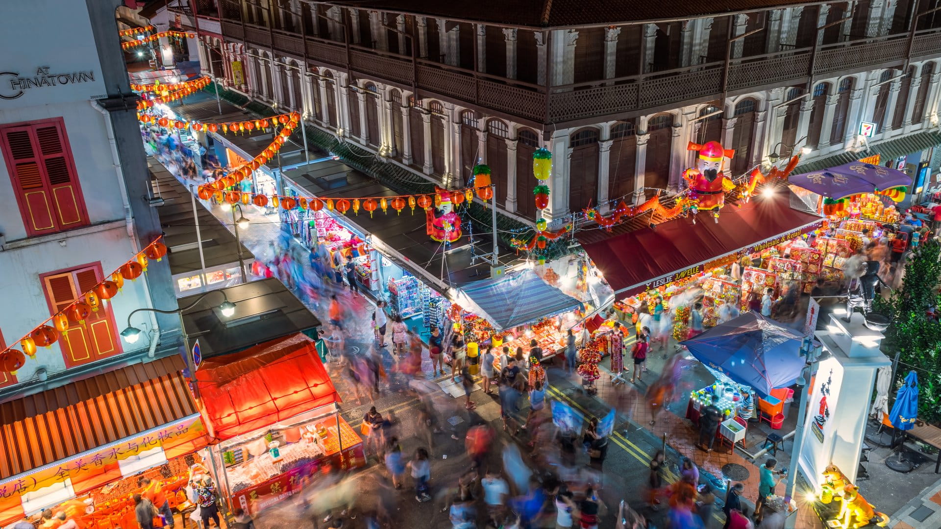 Crowded alley during Chinese New Year in Chinatown, Singapore.