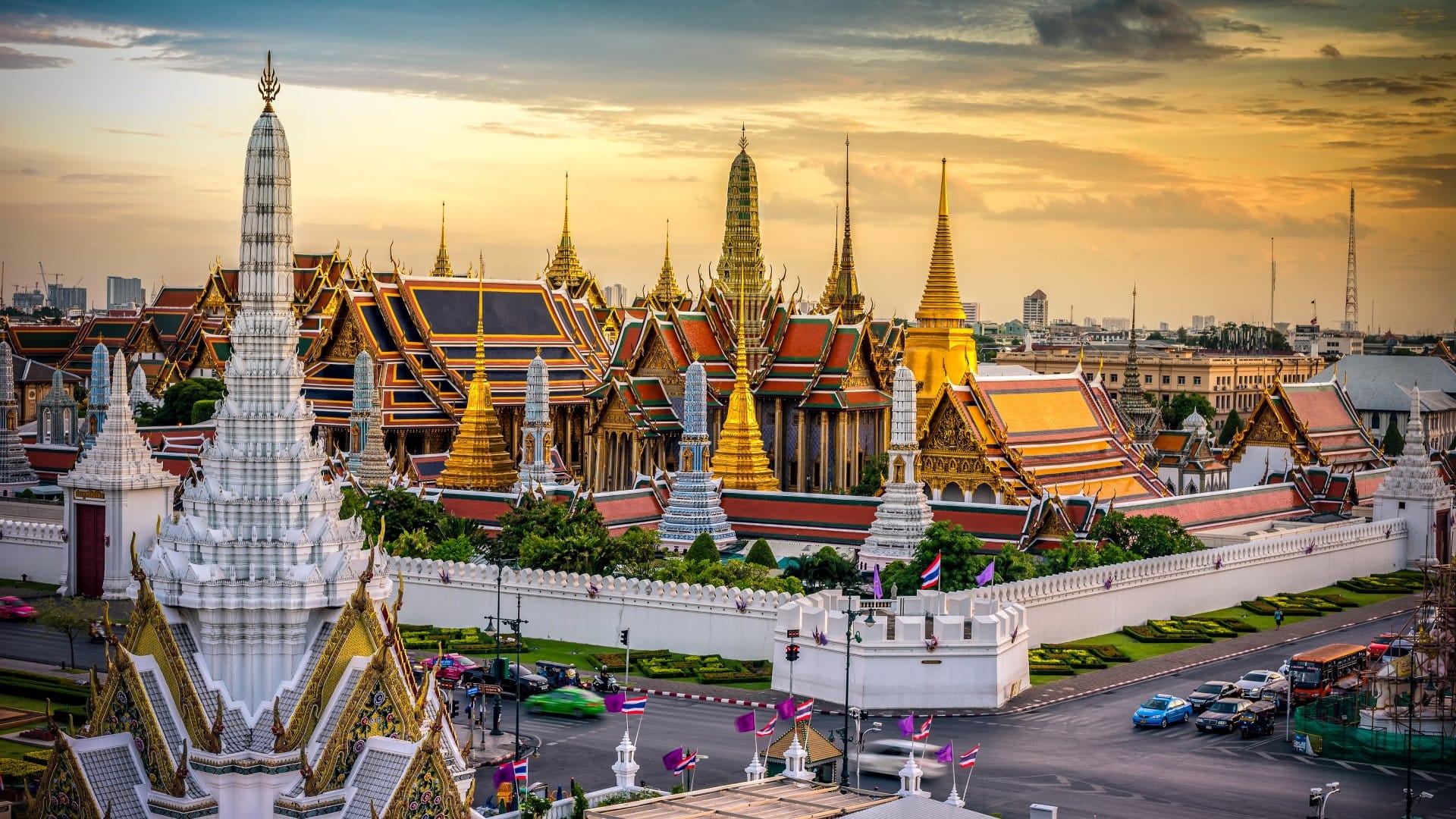 Grand Palace and Wat Phra Keaw at Sunset, Bangkok, Thailand