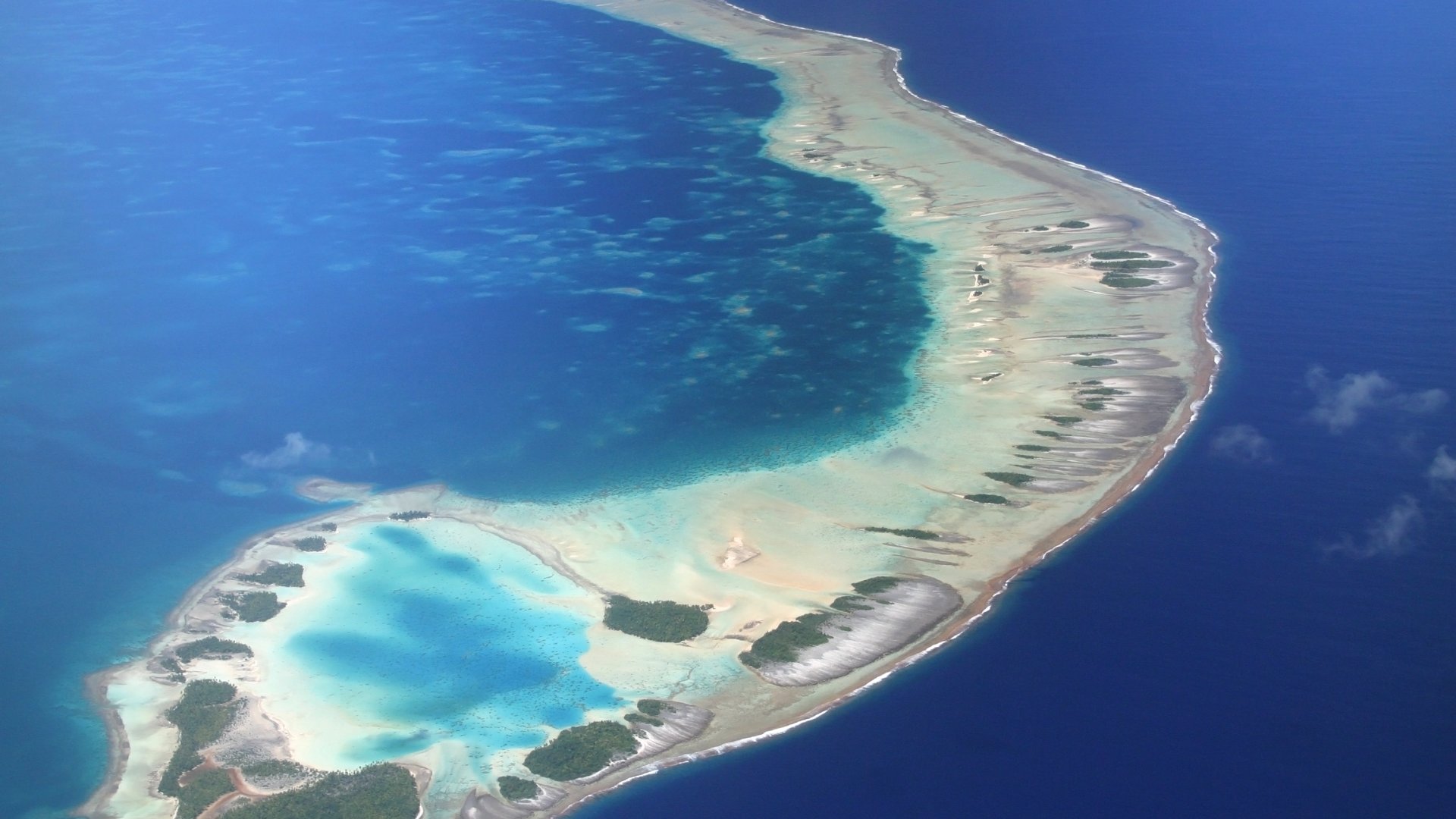 Tahiti, French Polynesia Magnificent view on Pacific Atoll Rangiroa. Aerial view. French Polynesia