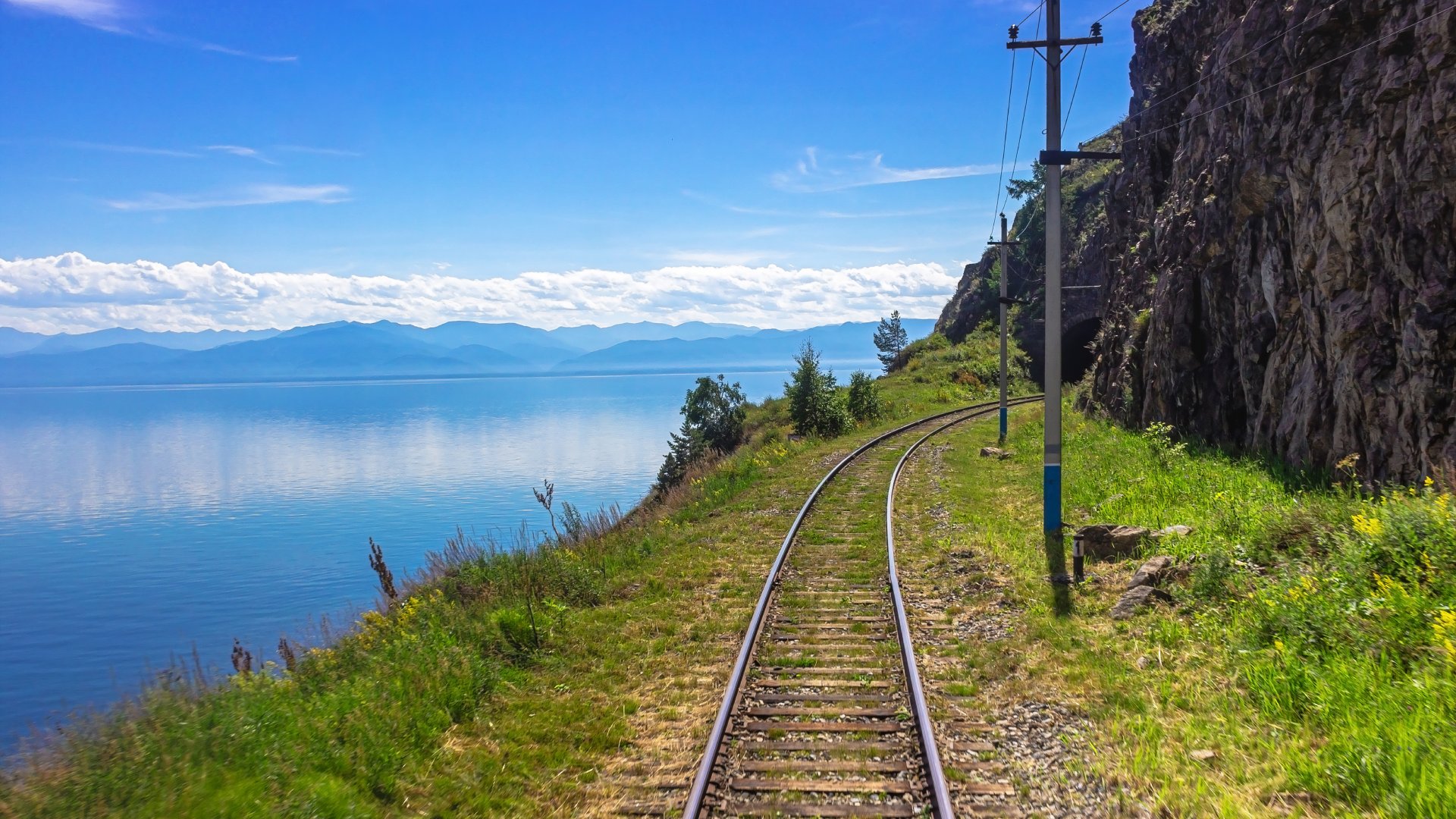 Old Trans-Siberian railway in Baikal lake.