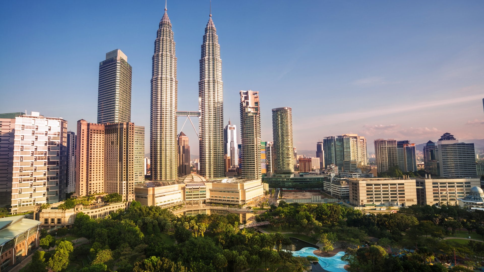 Petronas Towers and Landscape, Kuala Lumpur, Malaysia