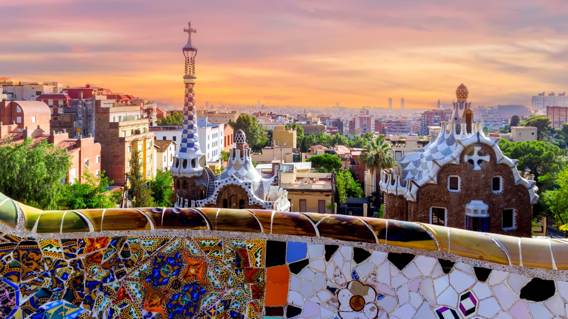 Sunrise at Parc Guell, Barcelona, Spain