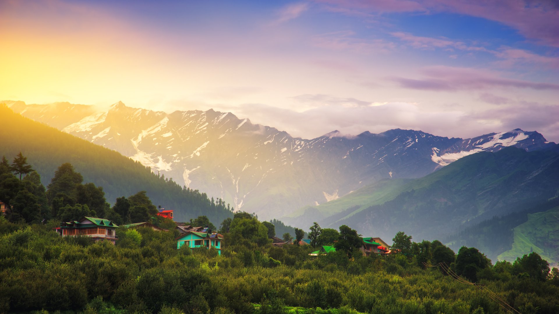 Sunrise landscape view in Manali, Himachal Pradesh, India