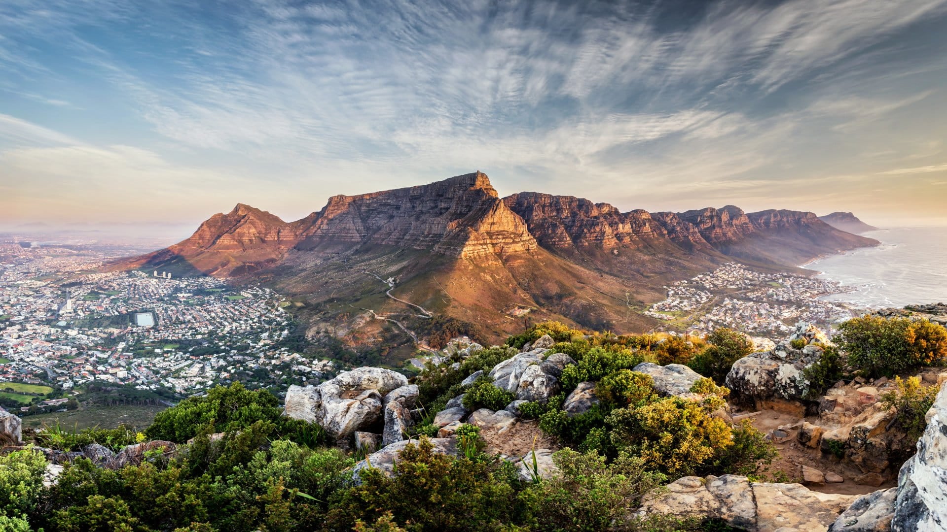 Table mountain at sunset, Cape Town, South Africa 