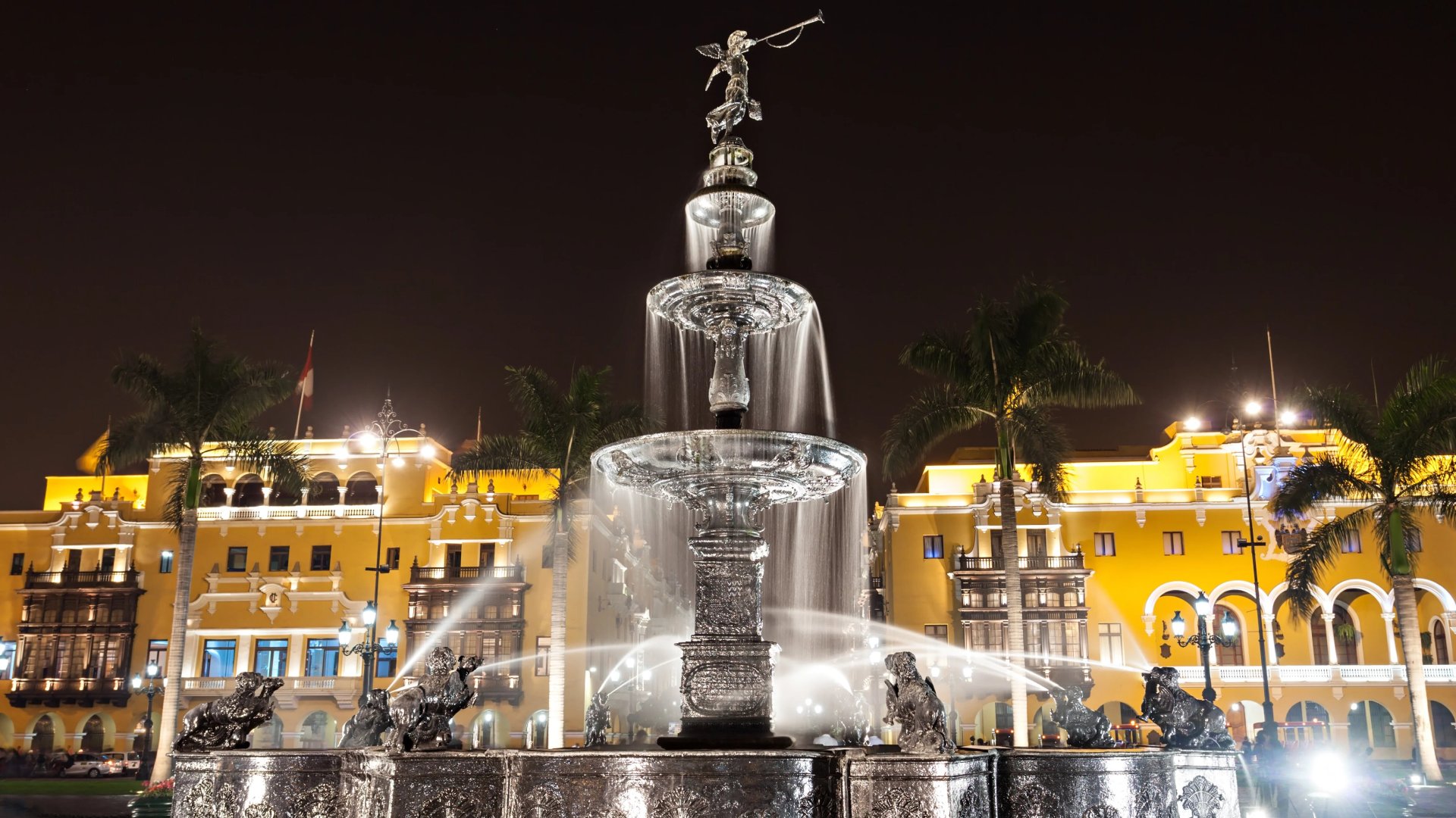 Lima, Peru The fountain in Plaza Mayor, Lima, Peru