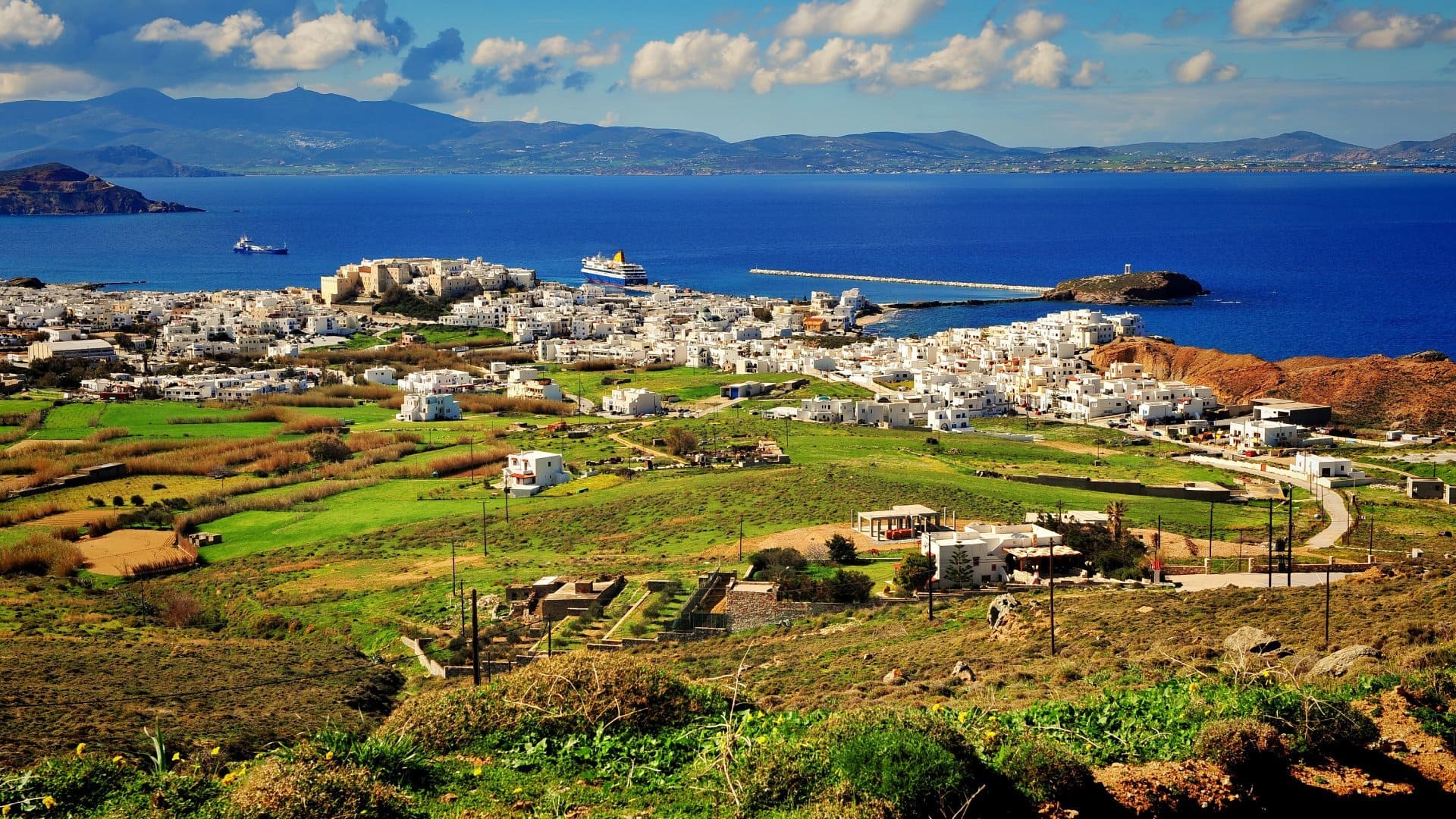 Top view of Naxos Island, Greece