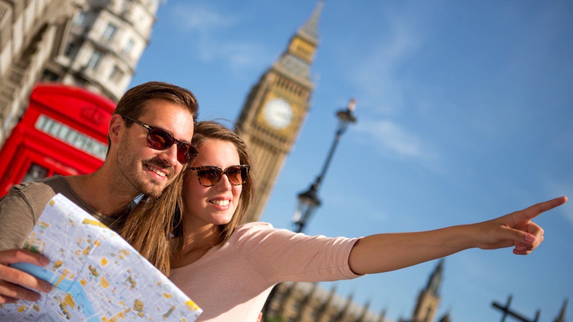 Tourist Couple with Map in London, England, UK
