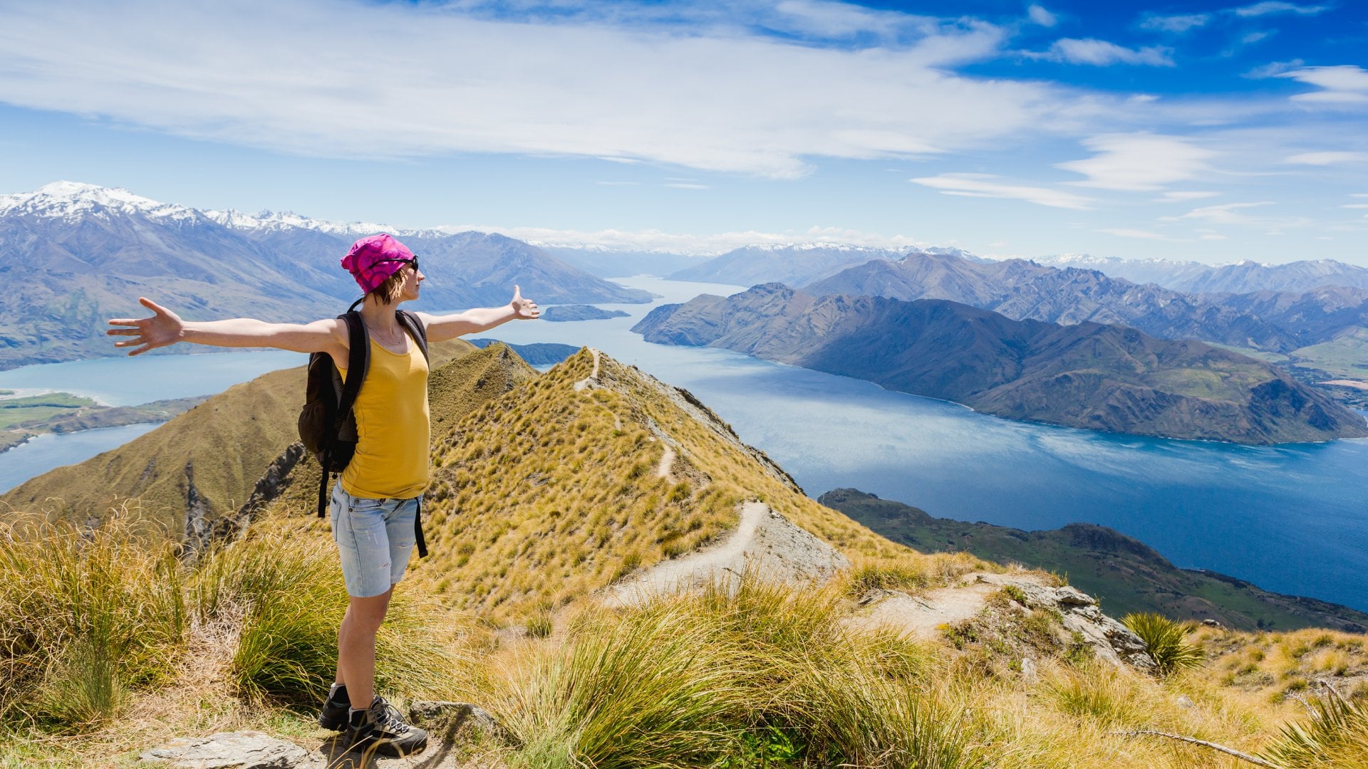 Young Woman Hiking in New Zealand