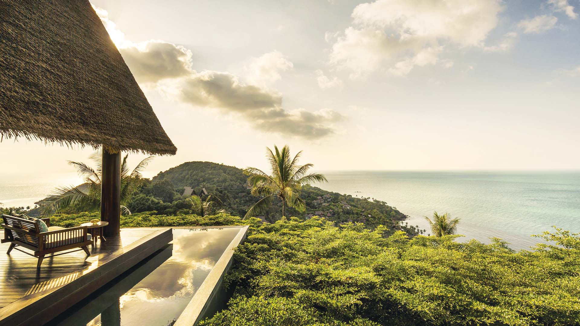 View off the balcony of the Koh Samui Four Seasons Resort in Thailand