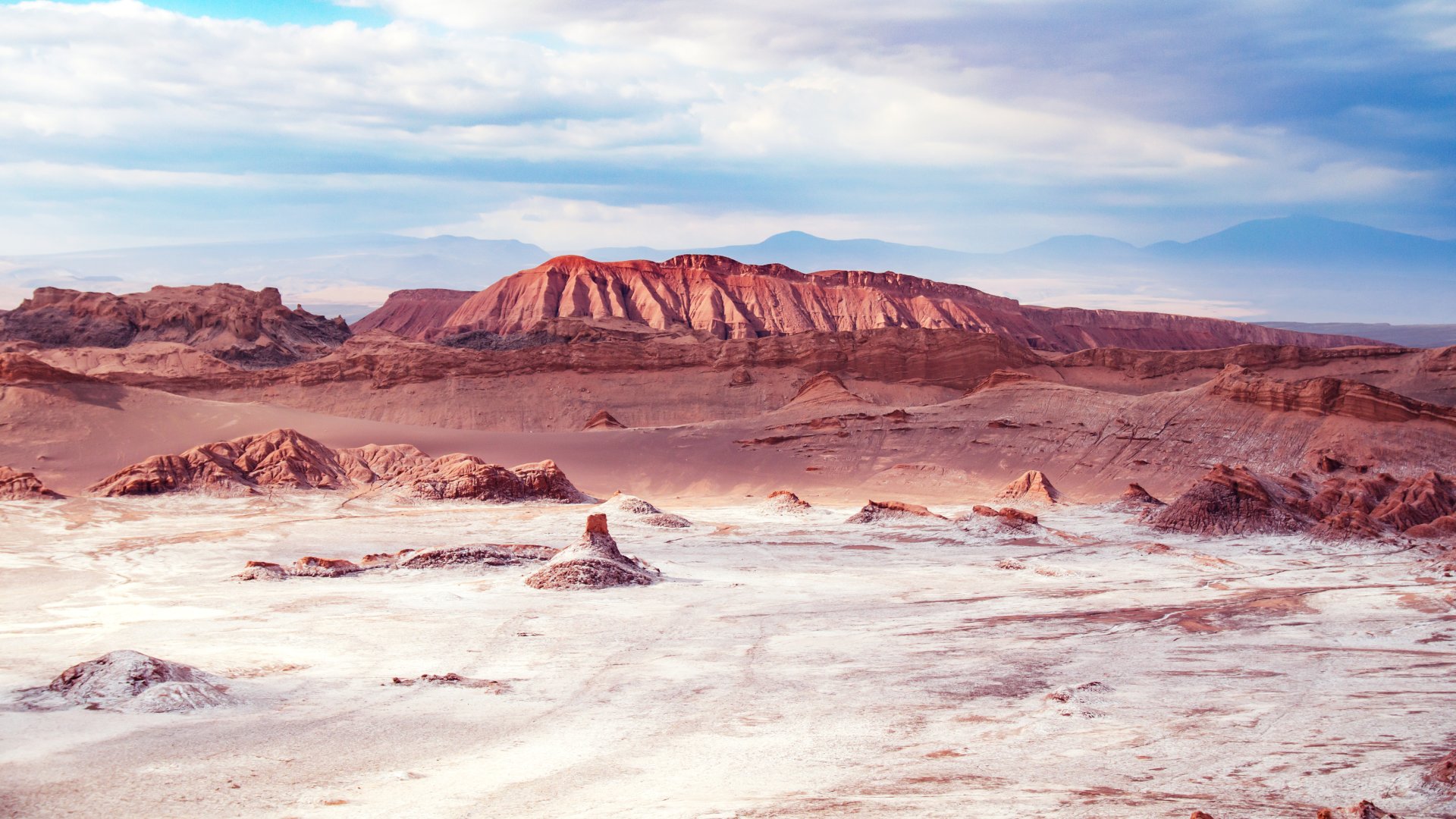 The red rocks and earth of the Atacama Desert in the northern reaches of Chile.