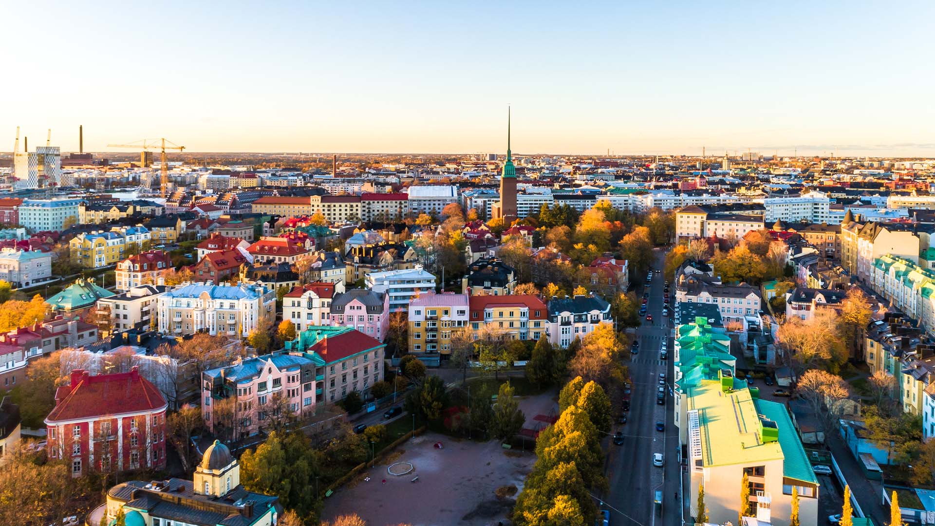 An aerial view of Helsinki, the capital city of Finland.