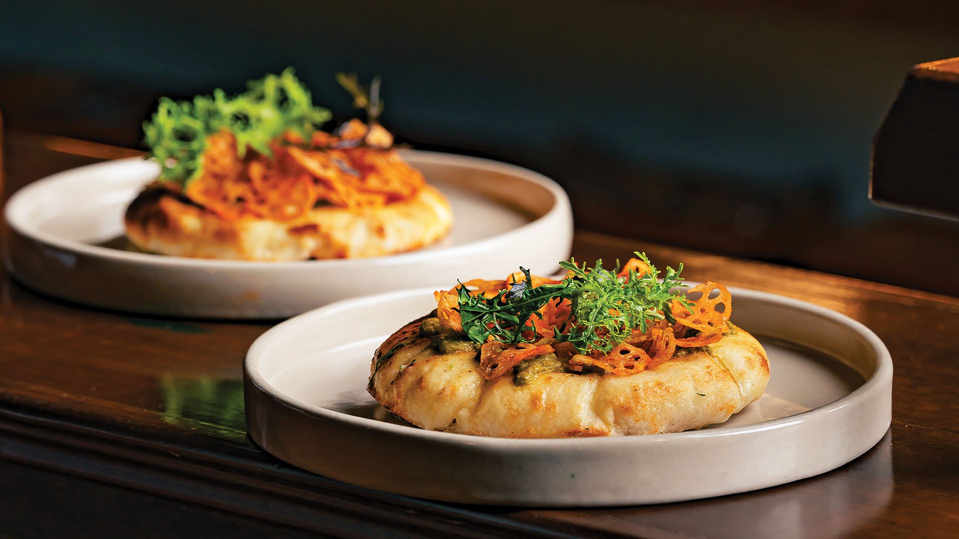 Exquisitely plated dishes of roasted turnip kulcha at The Bombay Canteen in Mumbai.
