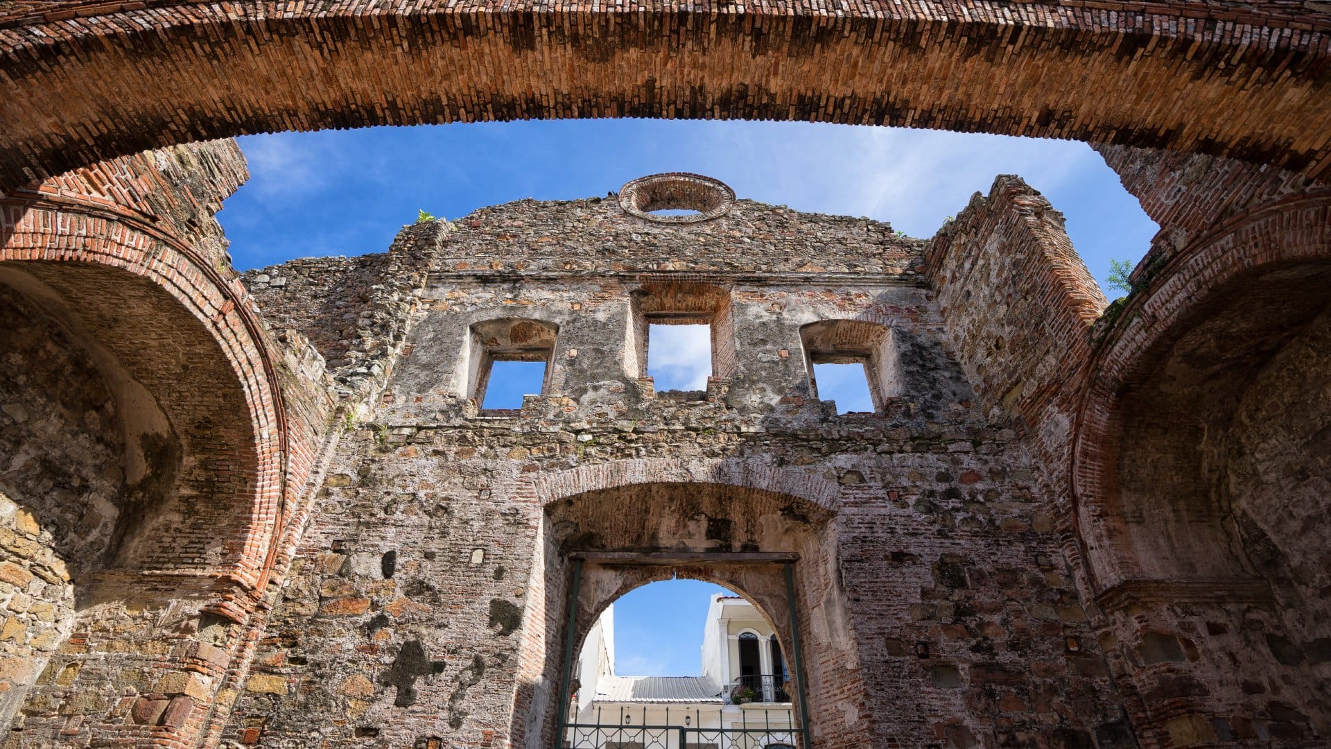 ruins of an old Spanish church in Casco Viejo Panama City