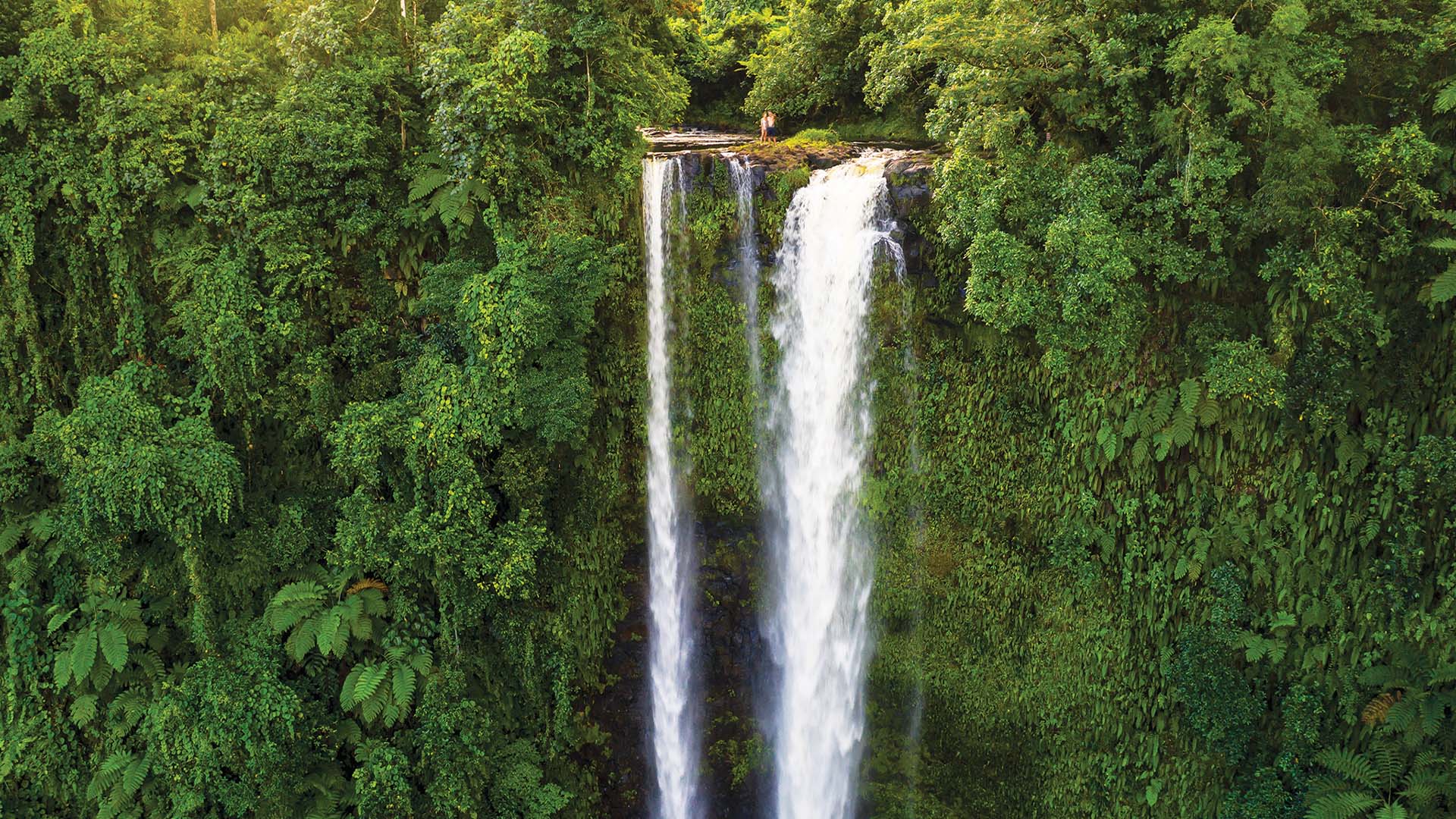 Located on the island of Apia, Fuipisia Waterfall plunges 55m (180 ft) into a pool below.