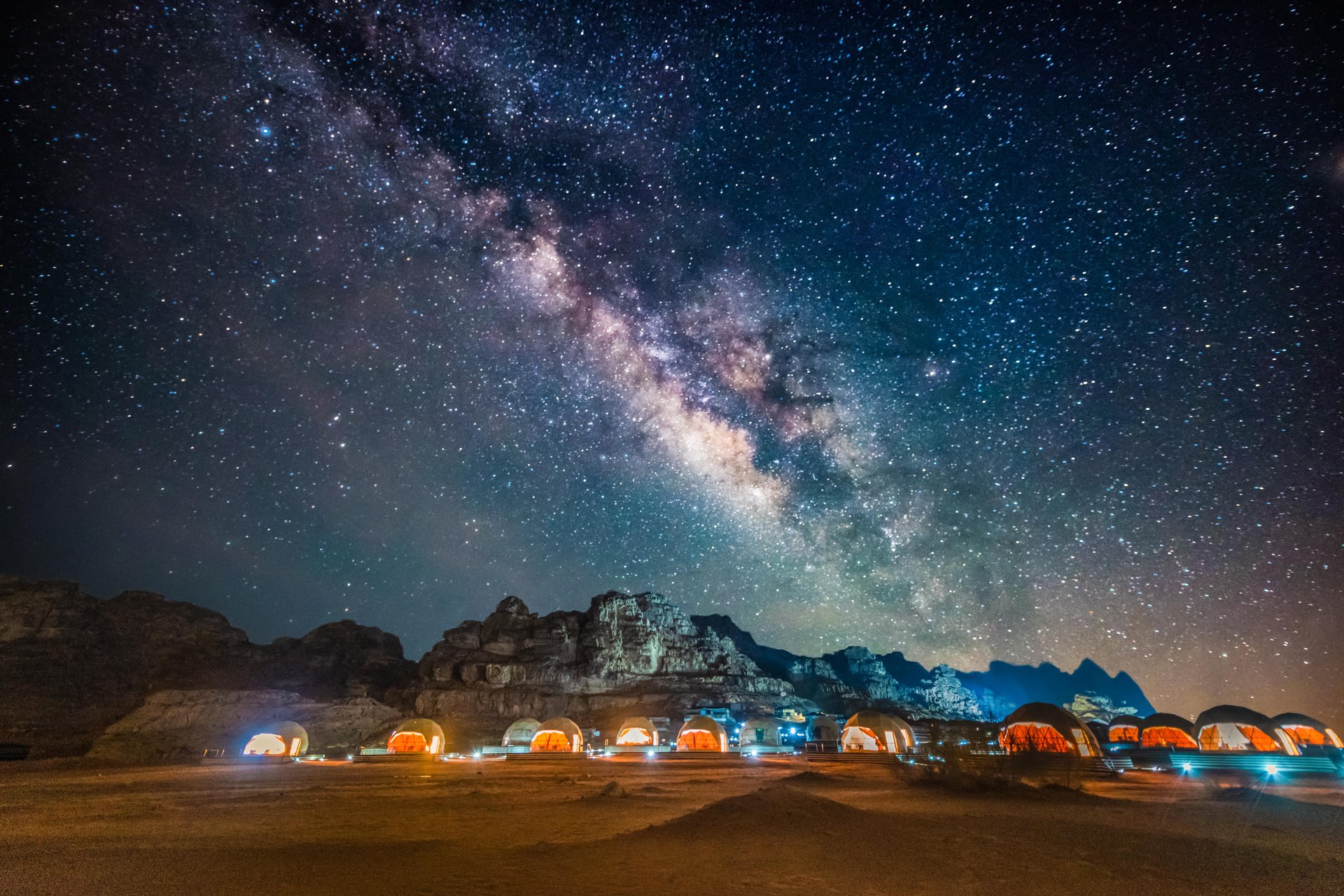 A view of the Milky Way from a camp in Wadi Rum in Jordan