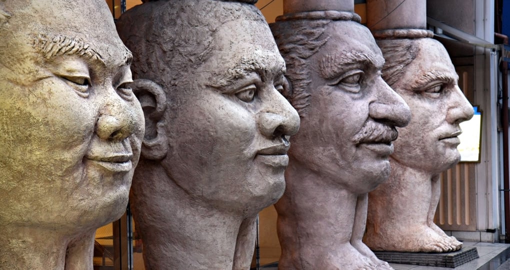 Faces representing people from around the world Faces representing people from around the world