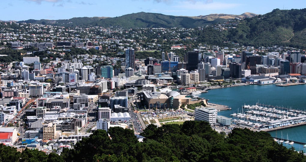 An aerial view of central Wellington An aerial view of central Wellington