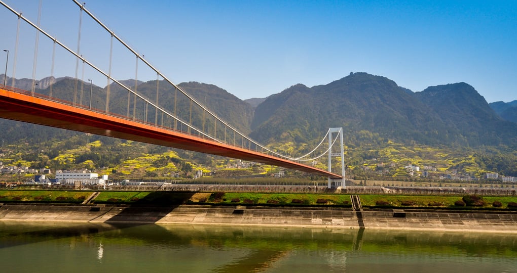Bridge over the Yangtze River near the three gorges dam Bridge over the Yangtze River near the three gorges dam