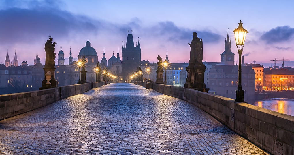Cross over the Prague's Old Town via the infamous Charles Bridge